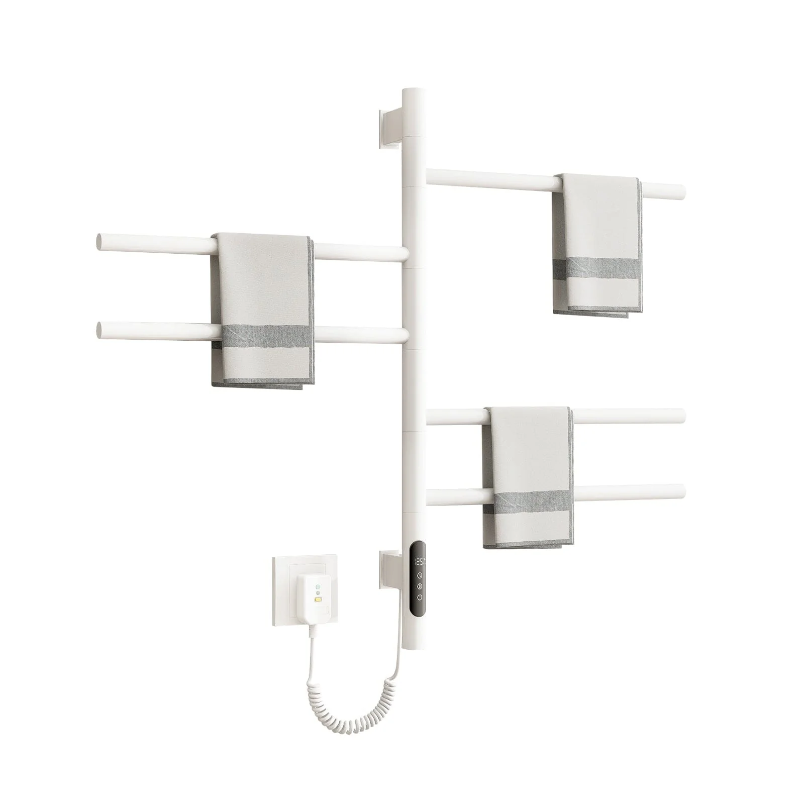 Heated Towel Racks for Bathroom, 180° Rotating Wall Mounted Towel Warmer with Built-in Timer - Image 25