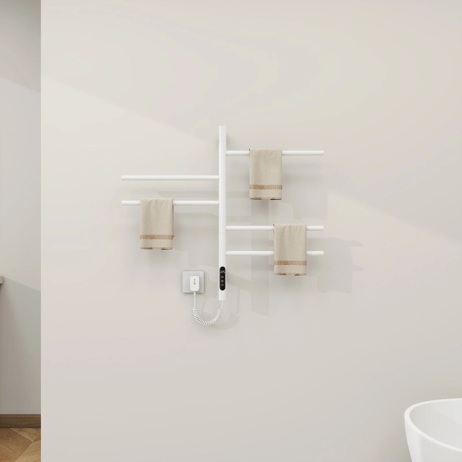 Heated Towel Racks for Bathroom, 180° Rotating Wall Mounted Towel Warmer with Built-in Timer - Image 26