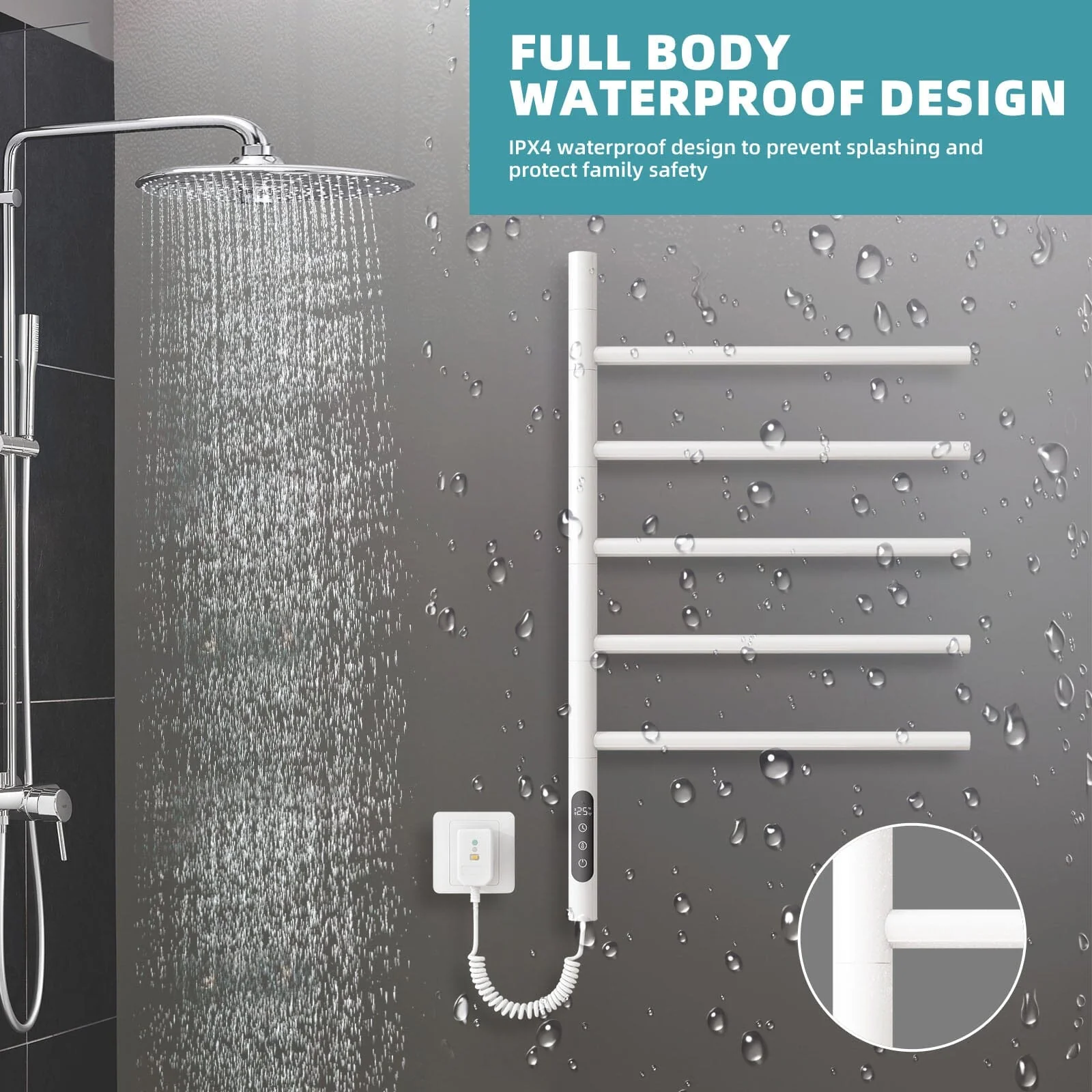 Heated Towel Racks for Bathroom, 180° Rotating Wall Mounted Towel Warmer with Built-in Timer - Image 32