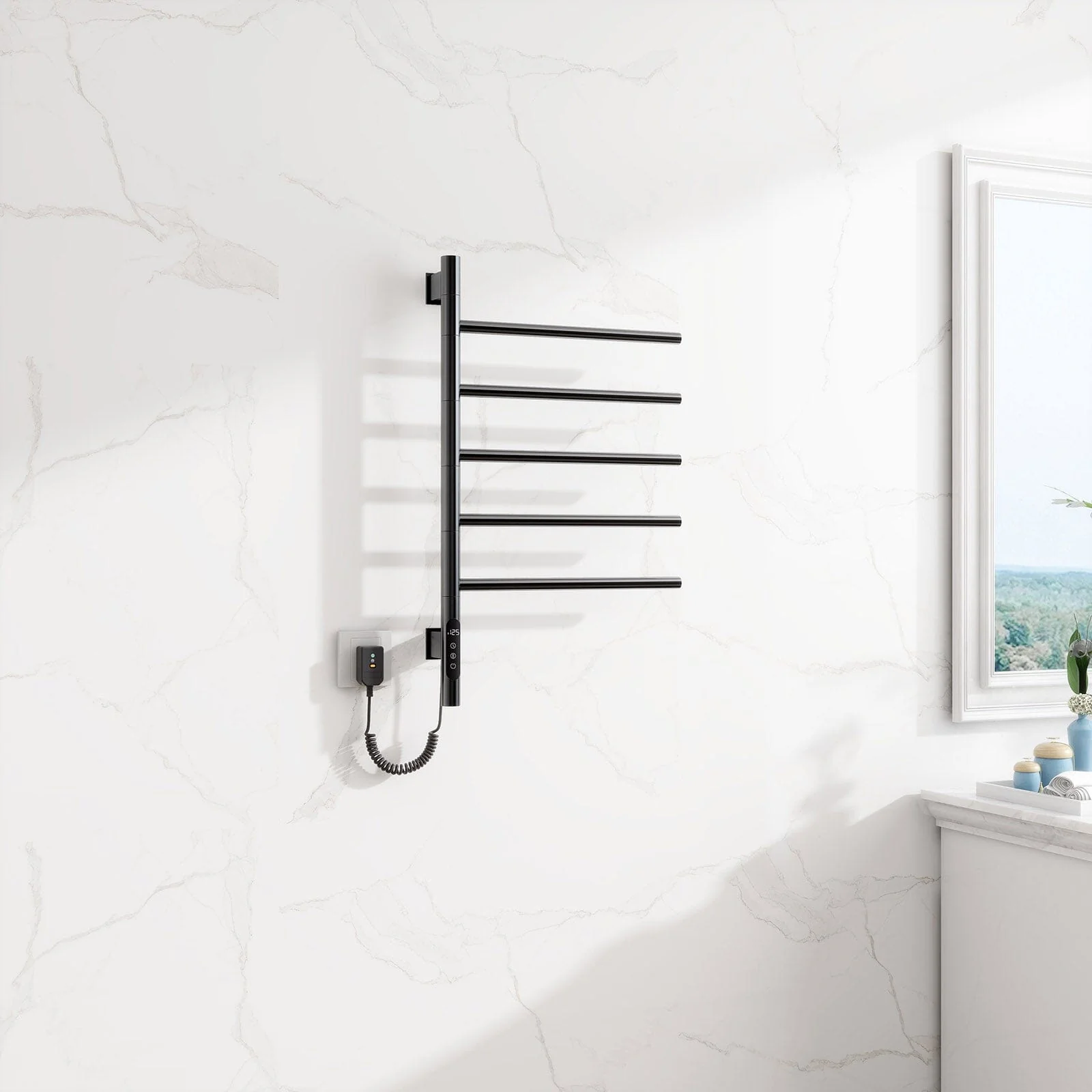 Heated Towel Racks for Bathroom, 180° Rotating Wall Mounted Towel Warmer with Built-in Timer - Image 5
