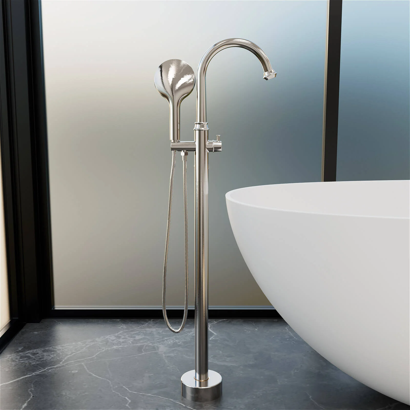 Freestanding Tub Filler High Arc 360° Swivel Bathtub Faucet with 3 Function Handheld - Image 11