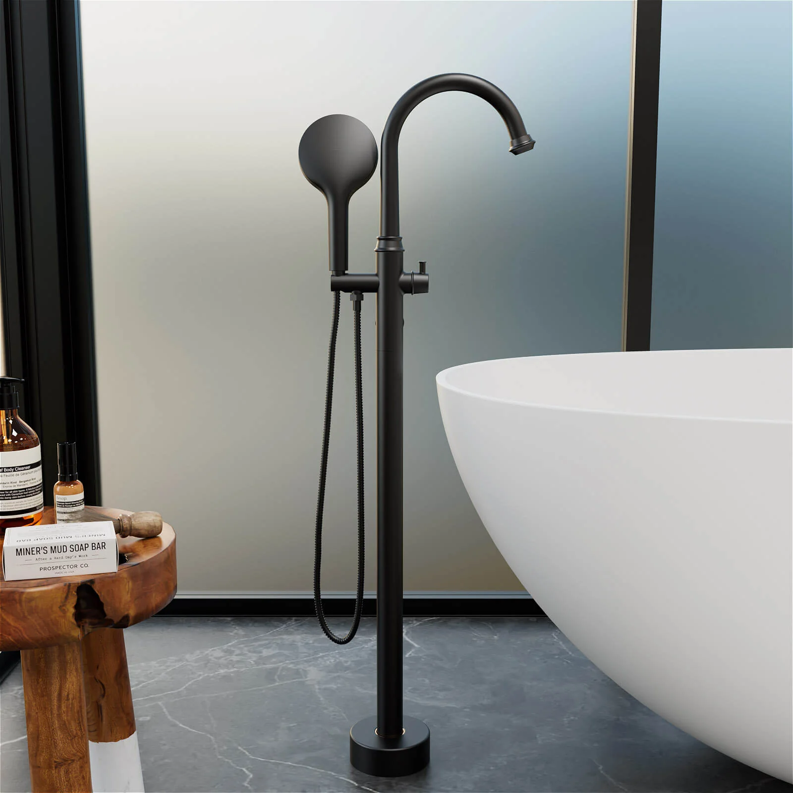 Freestanding Tub Filler High Arc 360° Swivel Bathtub Faucet with 3 Function Handheld - Image 3