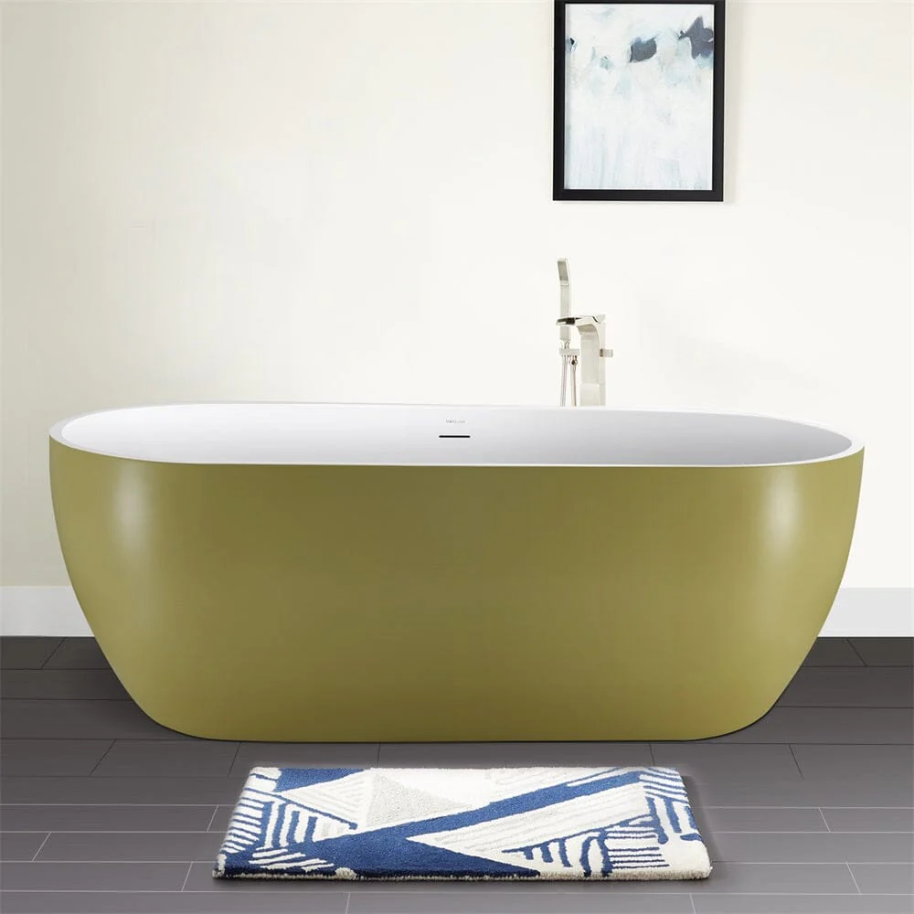 Mokleba 65" Acrylic Oval Freestanding Soaking Bathtub with Drain - Image 21