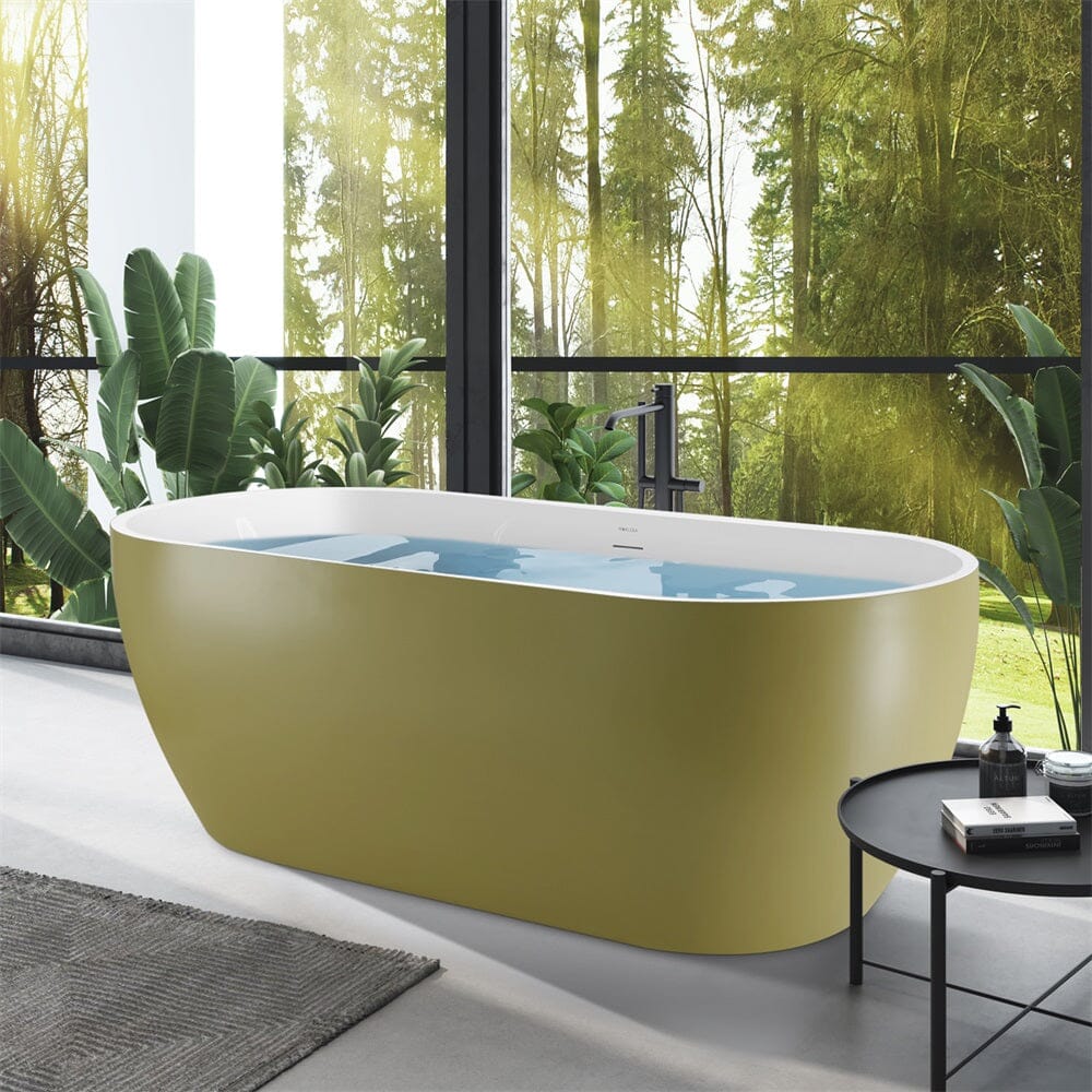 Mokleba 65" Acrylic Oval Freestanding Soaking Bathtub with Drain - Image 23