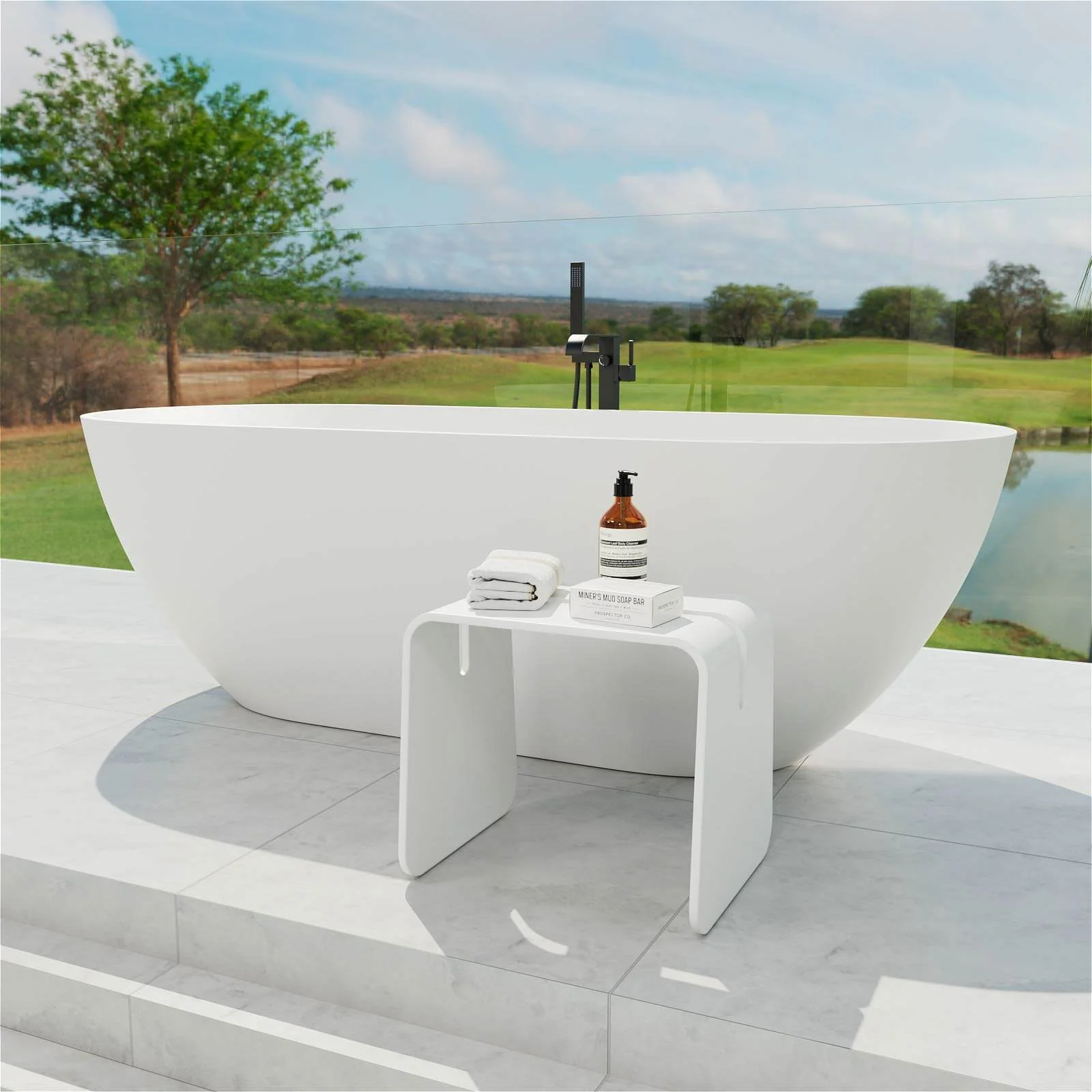 High-Quality Square White Bathroom Stool - Image 4