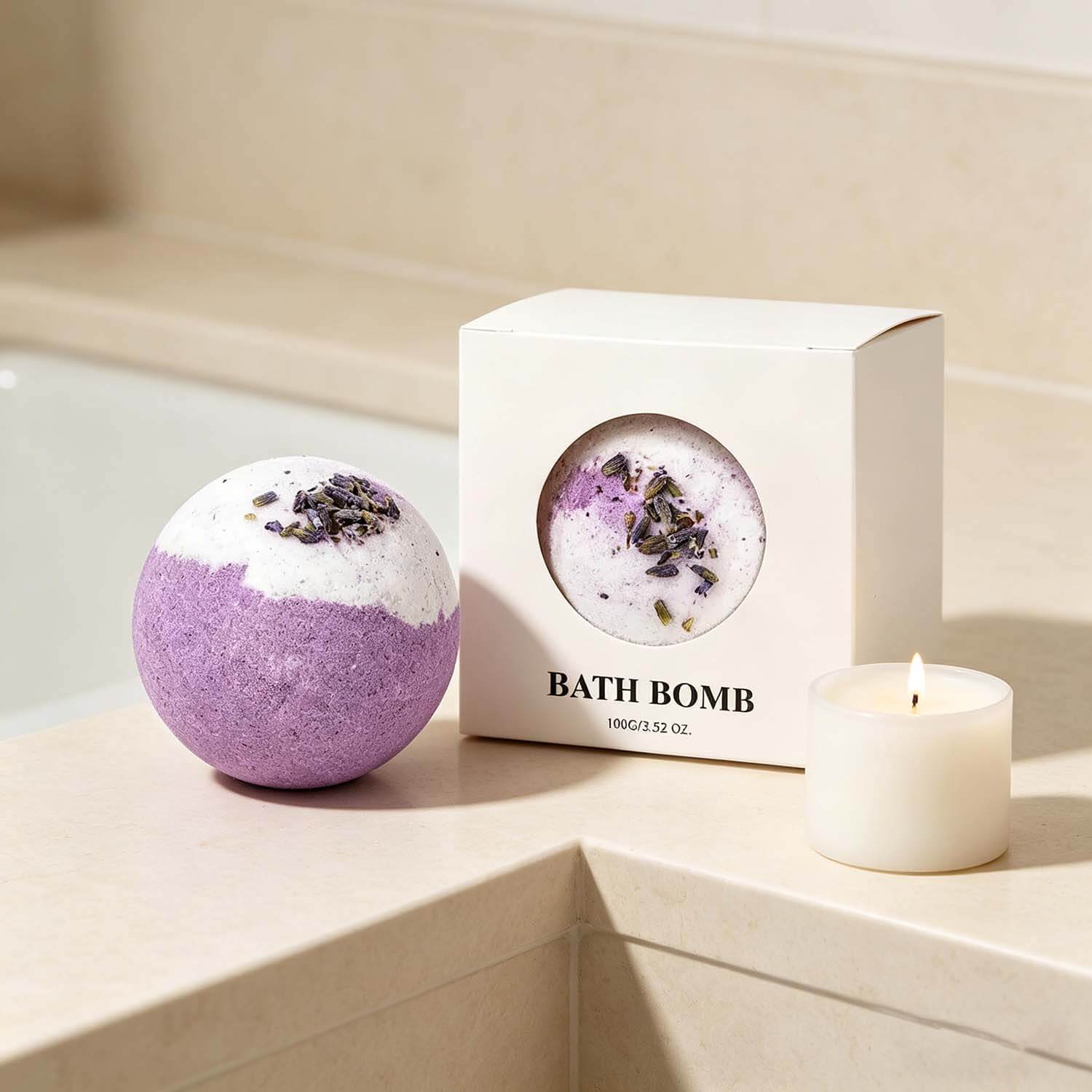 Lavender Bath Bombs for Stress Relief USA, Eco-Friendly Spa Set (Set of 4) - Image 2