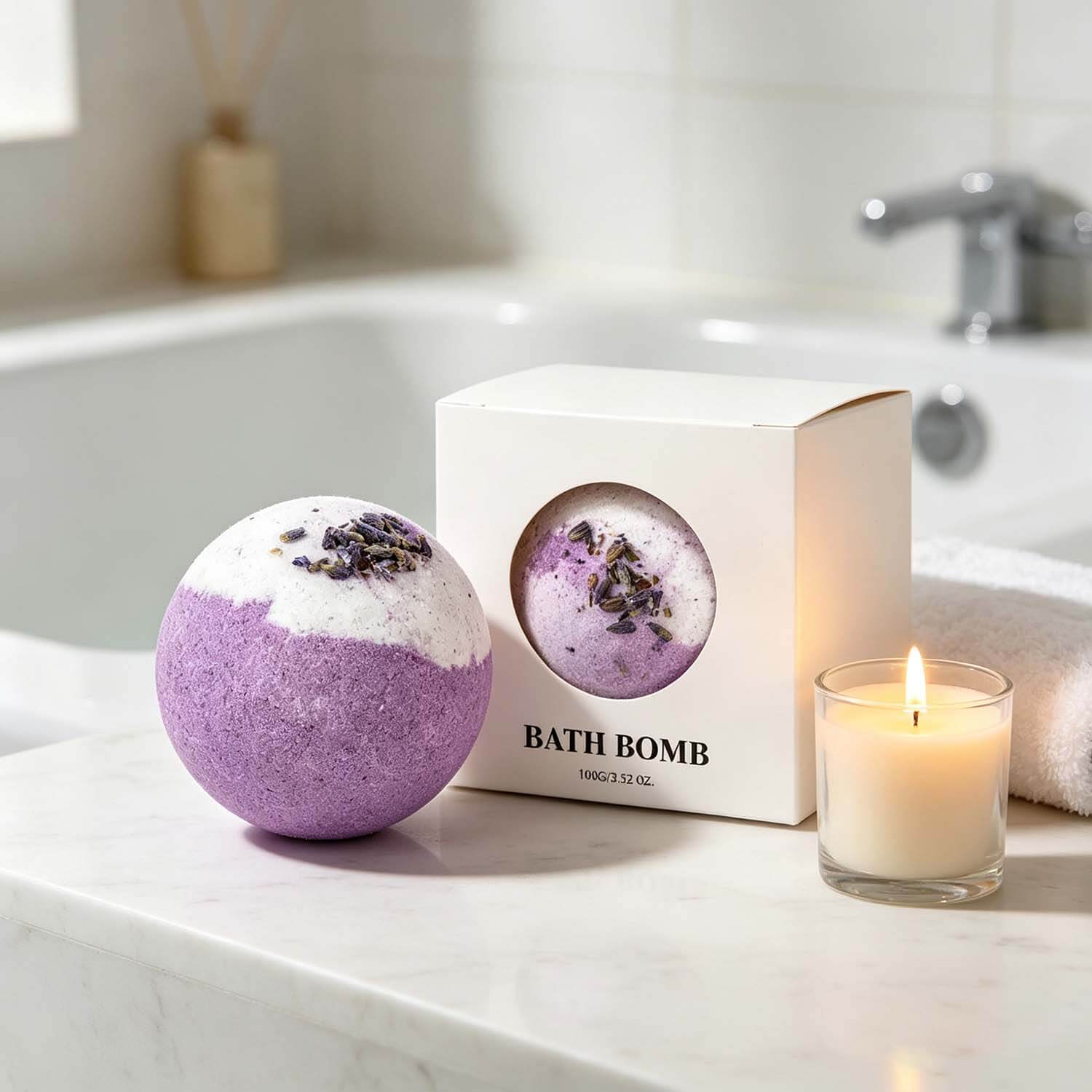 Lavender Bath Bombs for Stress Relief USA, Eco-Friendly Spa Set (Set of 4) - Image 4
