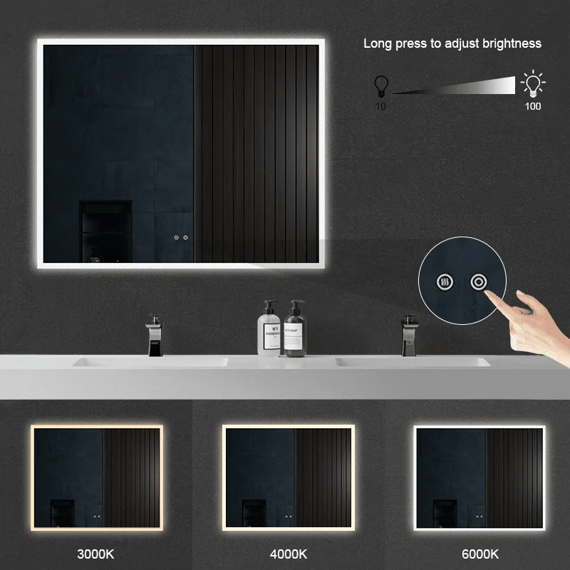 LED Light Bathroom Vanity Mirror Large Rectangular Frameless Anti Fog - Image 41
