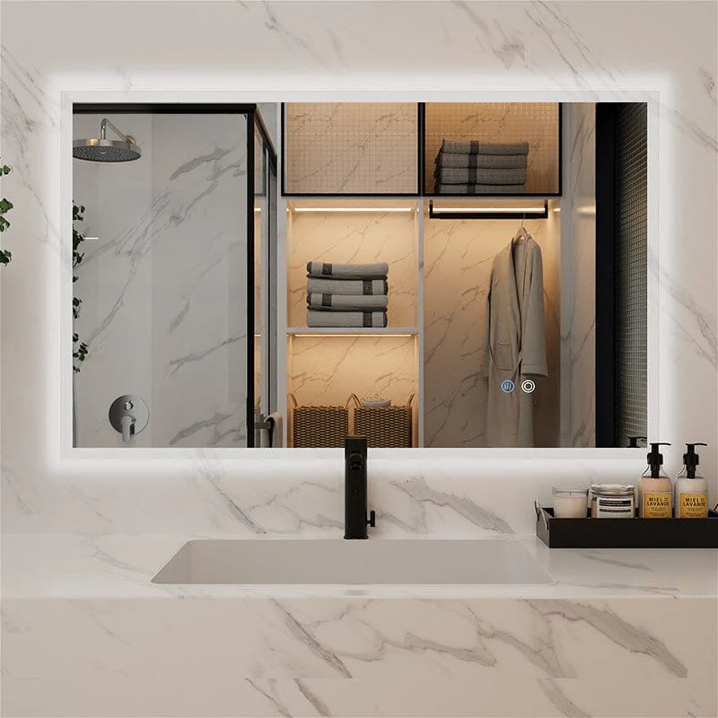 LED Light Bathroom Vanity Mirror Large Rectangular Frameless Anti Fog - Image 60