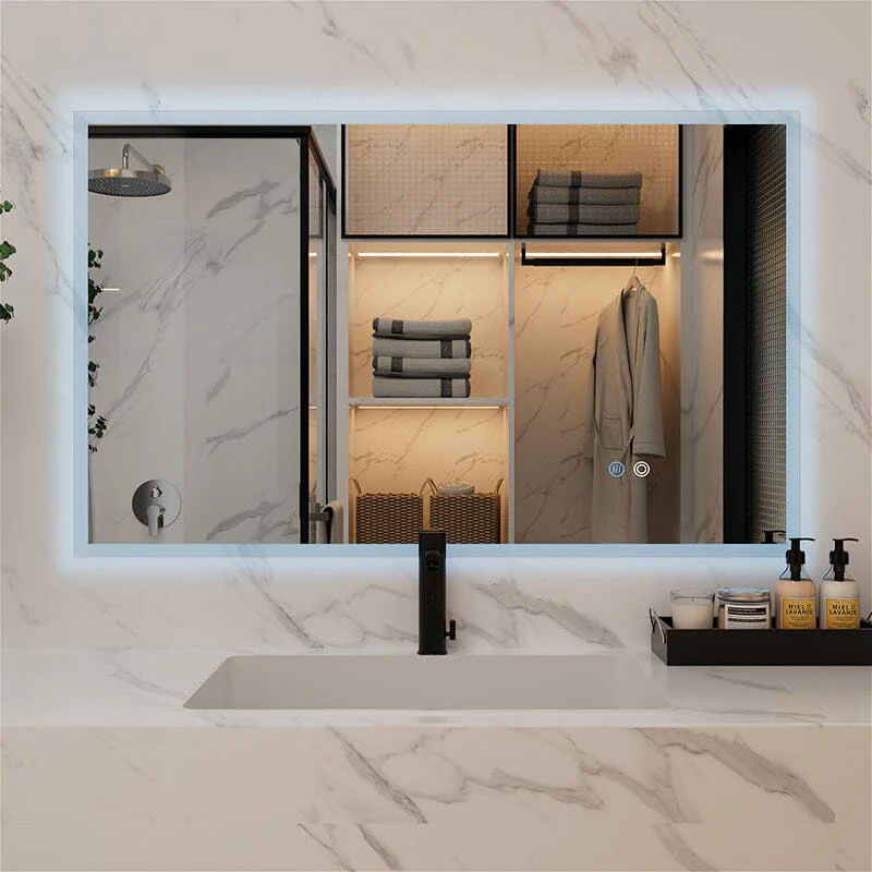 LED Light Bathroom Vanity Mirror Large Rectangular Frameless Anti Fog - Image 61
