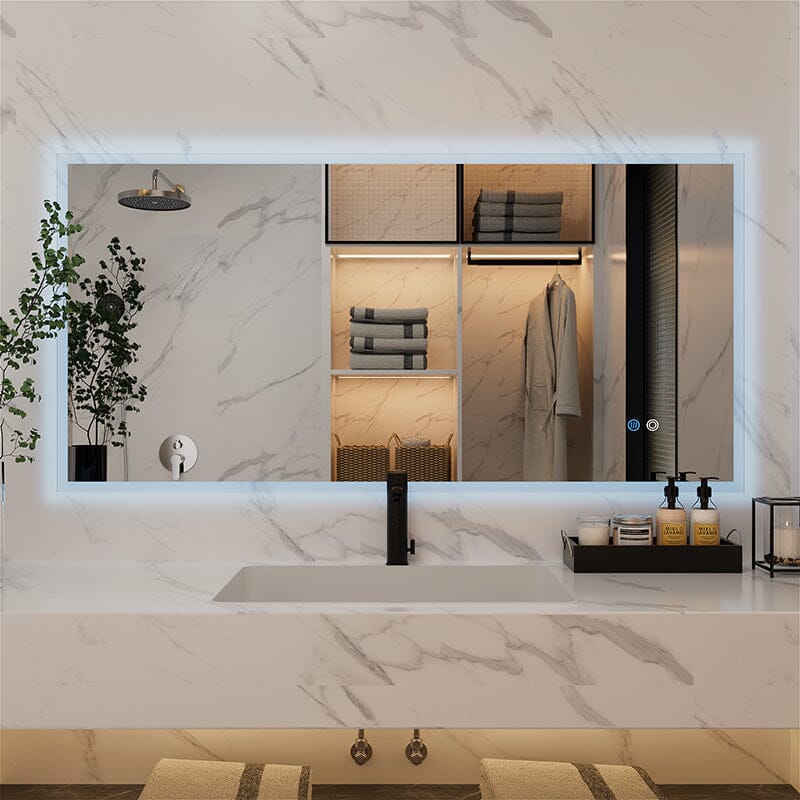 LED Light Bathroom Vanity Mirror Large Rectangular Frameless Anti Fog - Image 73