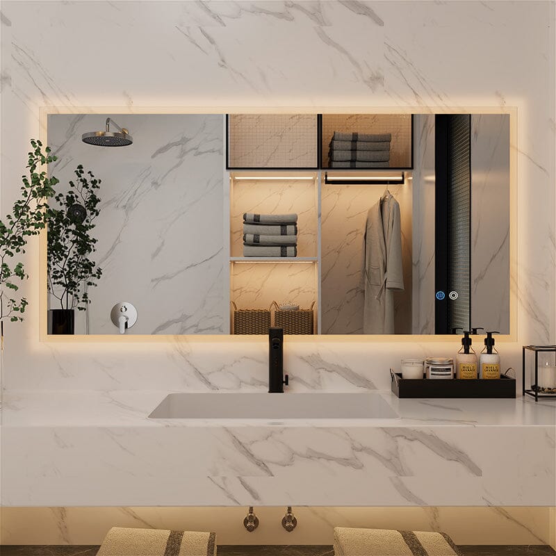 LED Light Bathroom Vanity Mirror Large Rectangular Frameless Anti Fog - Image 74