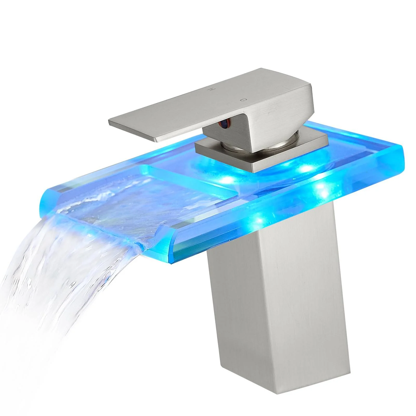 LED Single Handle Glass Waterfall Spout Faucet, 3 Color Changing & Temperature Control - Image 10