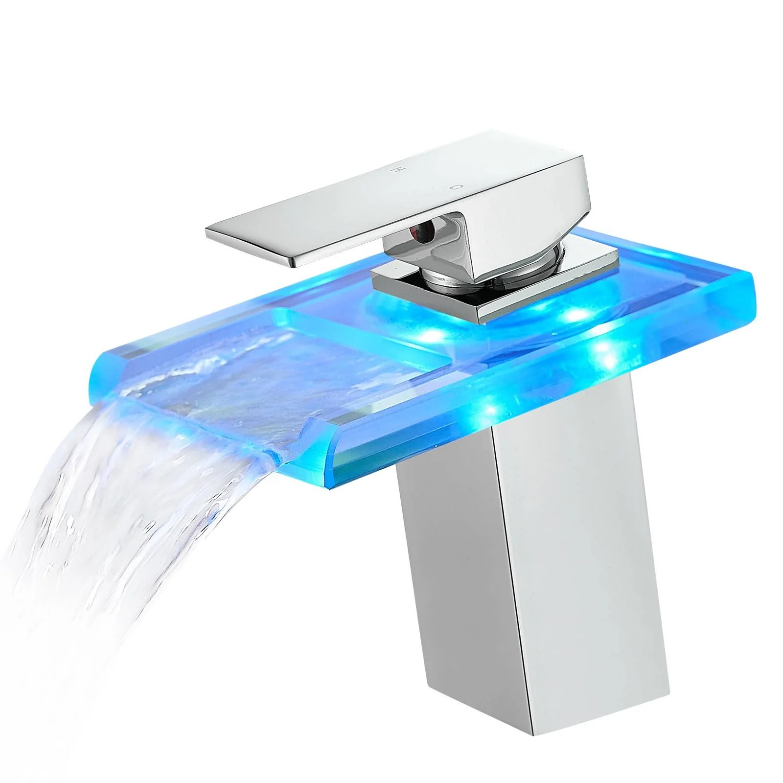 LED Single Handle Glass Waterfall Spout Faucet, 3 Color Changing & Temperature Control - Image 17