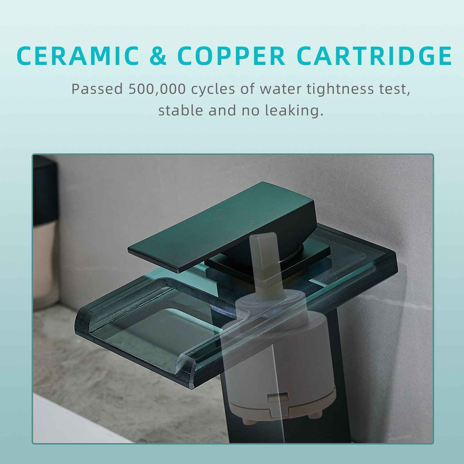LED Single Handle Glass Waterfall Spout Faucet, 3 Color Changing & Temperature Control - Image 5