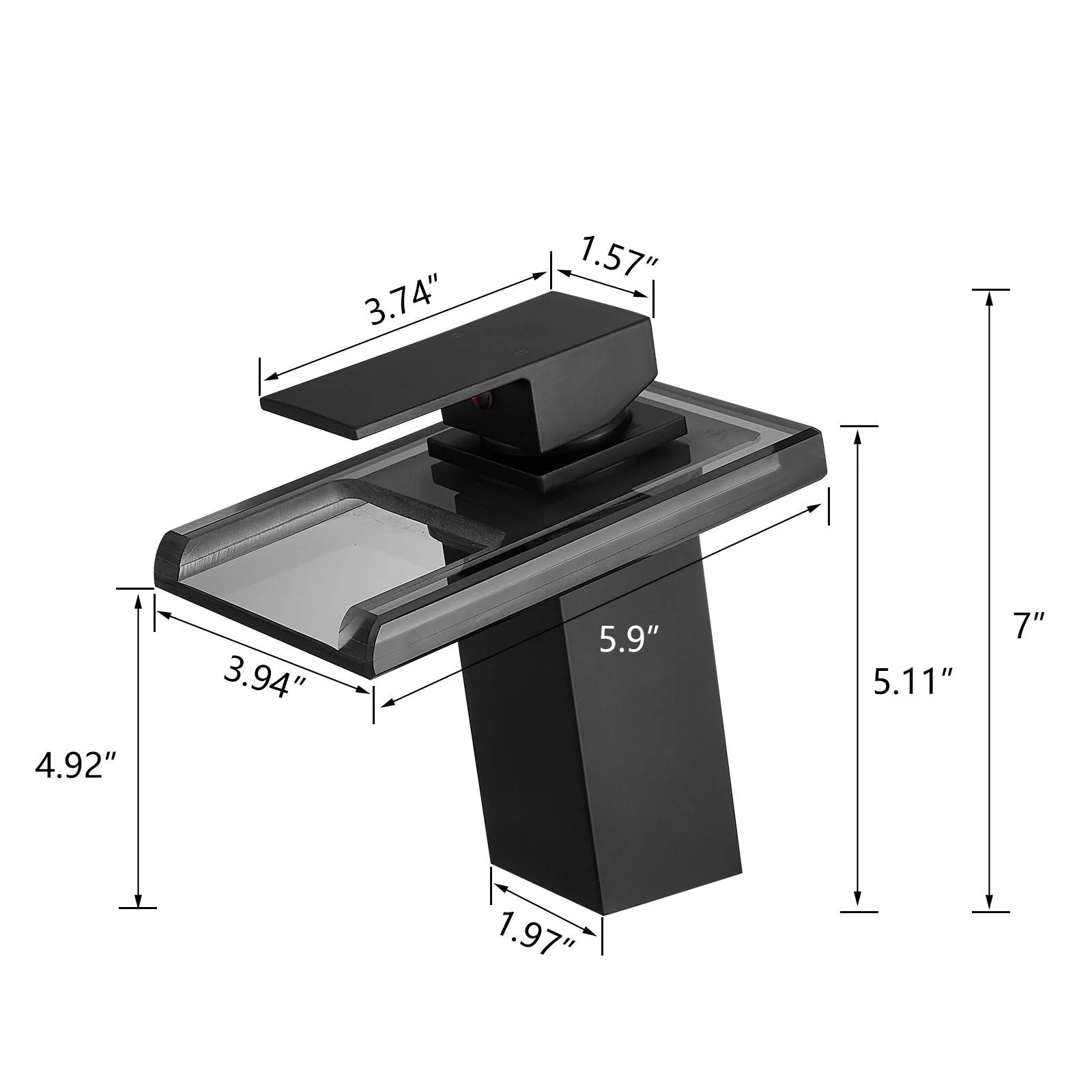 LED Single Handle Glass Waterfall Spout Faucet, 3 Color Changing & Temperature Control - Image 8