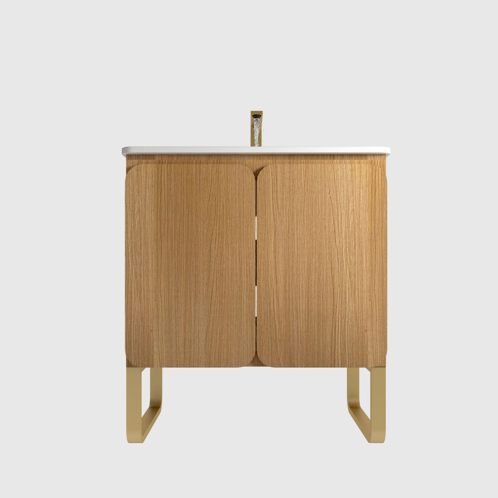 30" Modern Light Wood Freestanding Bathroom Vanity with Ceramic Sink, Large Storage Vanity 2 Doors - Image 2
