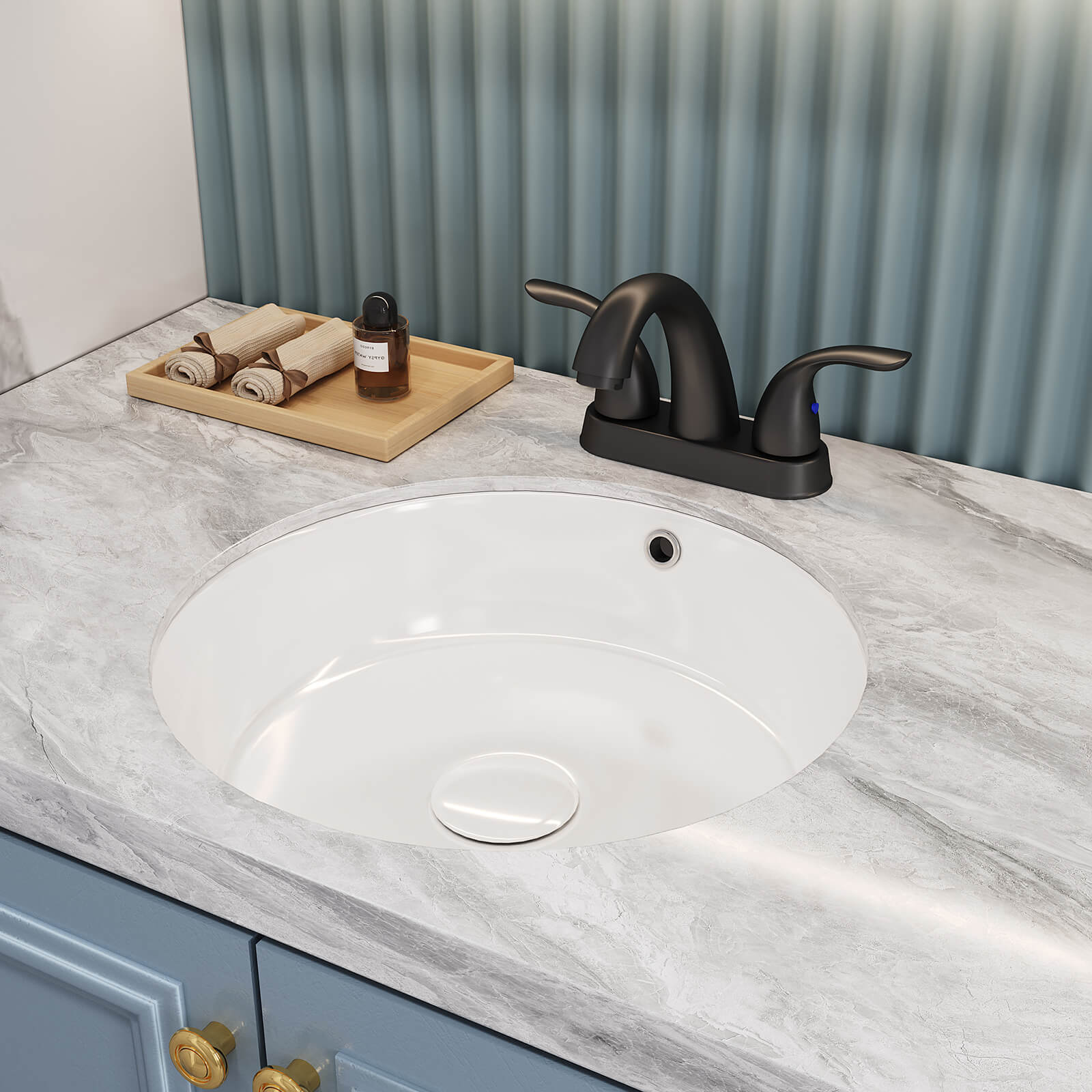 Low Arc Matte Black Bathroom Sink Center Faucet - Image 3