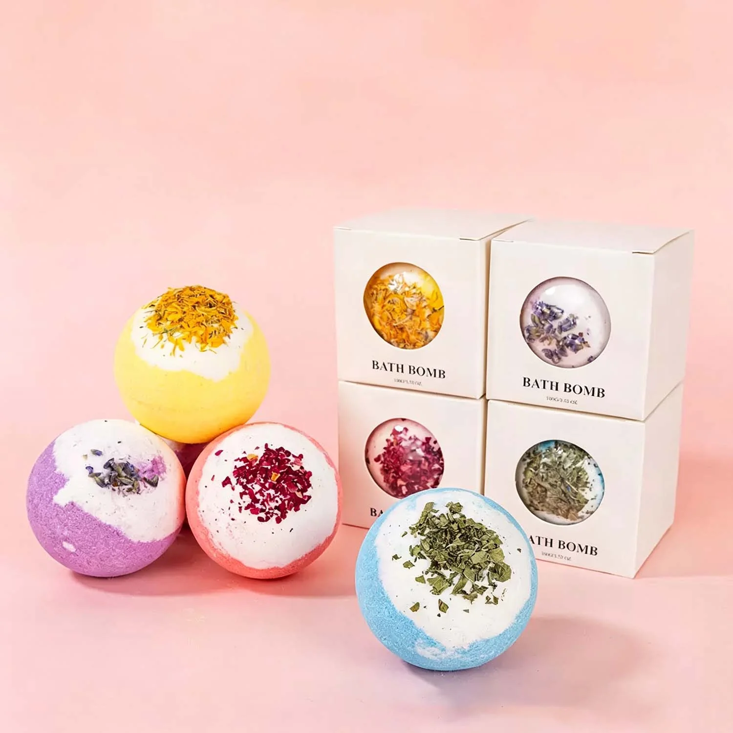 Luxury Organic Bath Bombs Gift Set,Essential Oils for Women (Set of 4 Colors)