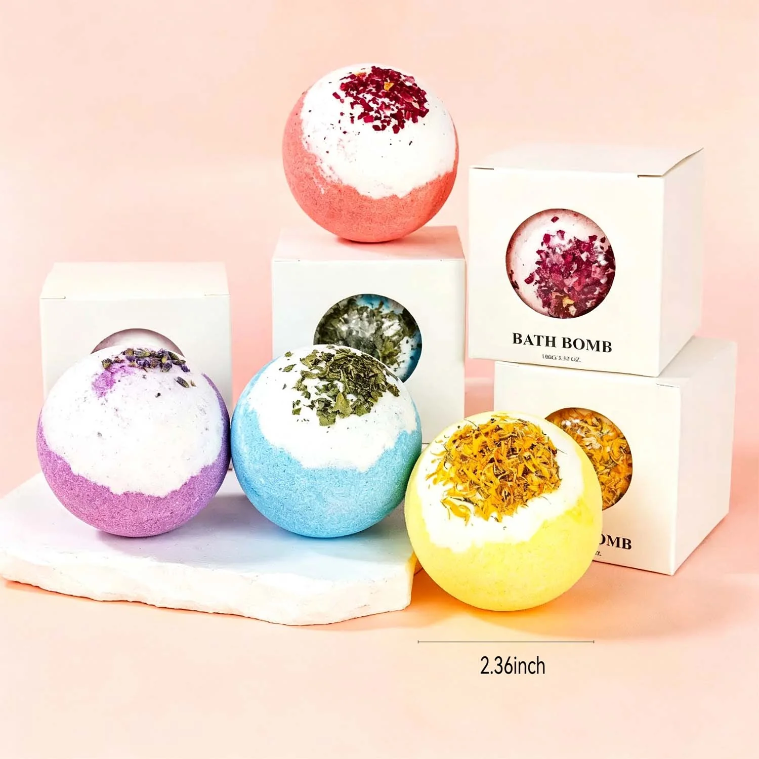 Luxury Organic Bath Bombs Gift Set,Essential Oils for Women (Set of 4 Colors) - Image 7