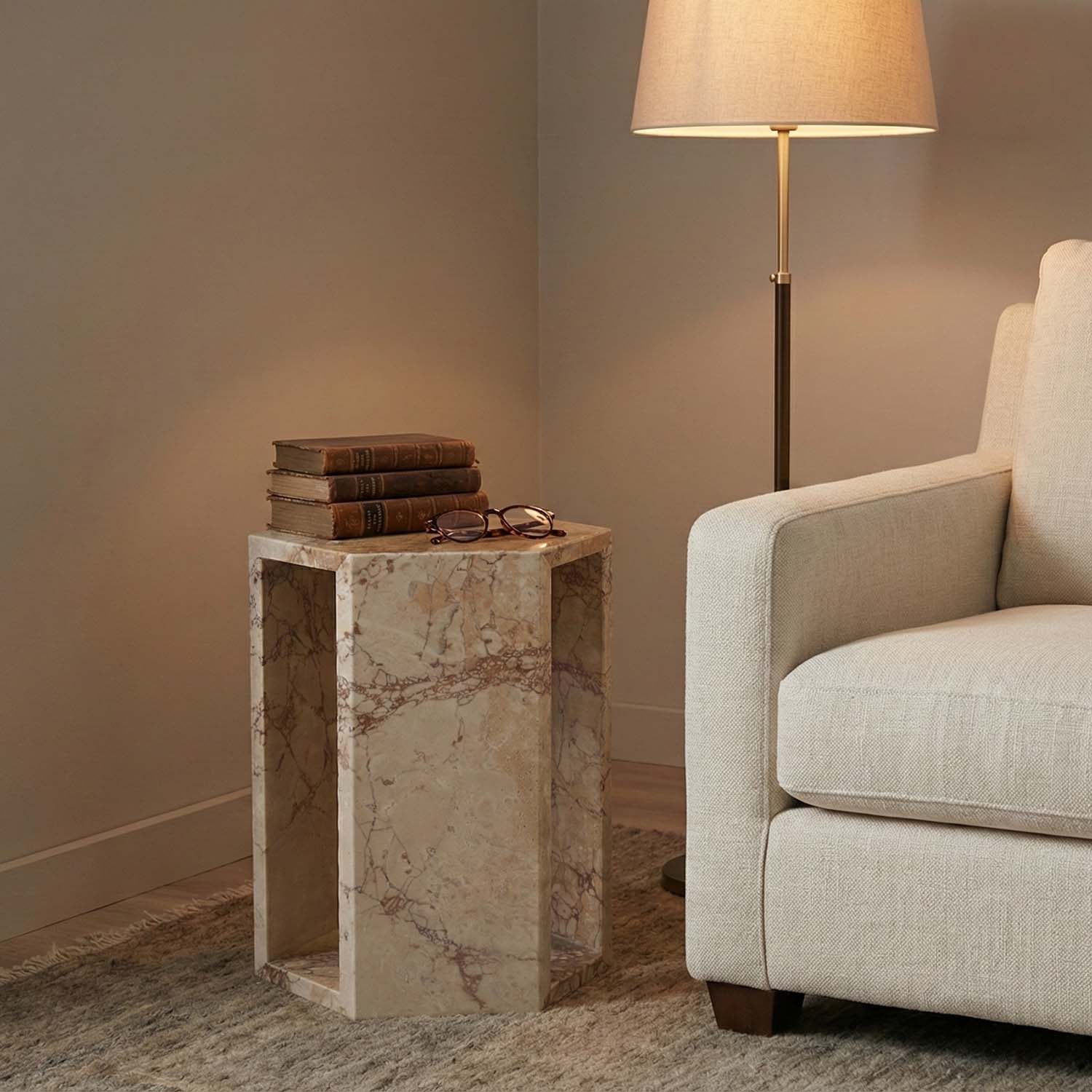 Luxury Real Marble Pink Hexagon Shape Side Table for Living Room, Bathroom & Small Spaces - Image 9