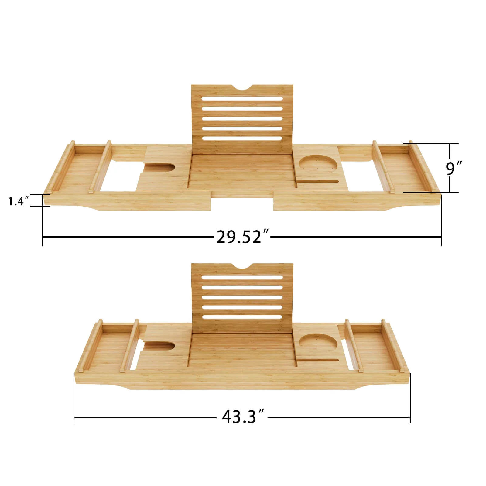 Luxury Bamboo Expandable Wood Bathtub Caddy Tray with Smartphone Tablet Book Holders, Soap Tray, Wine Glass Slot - Image 6