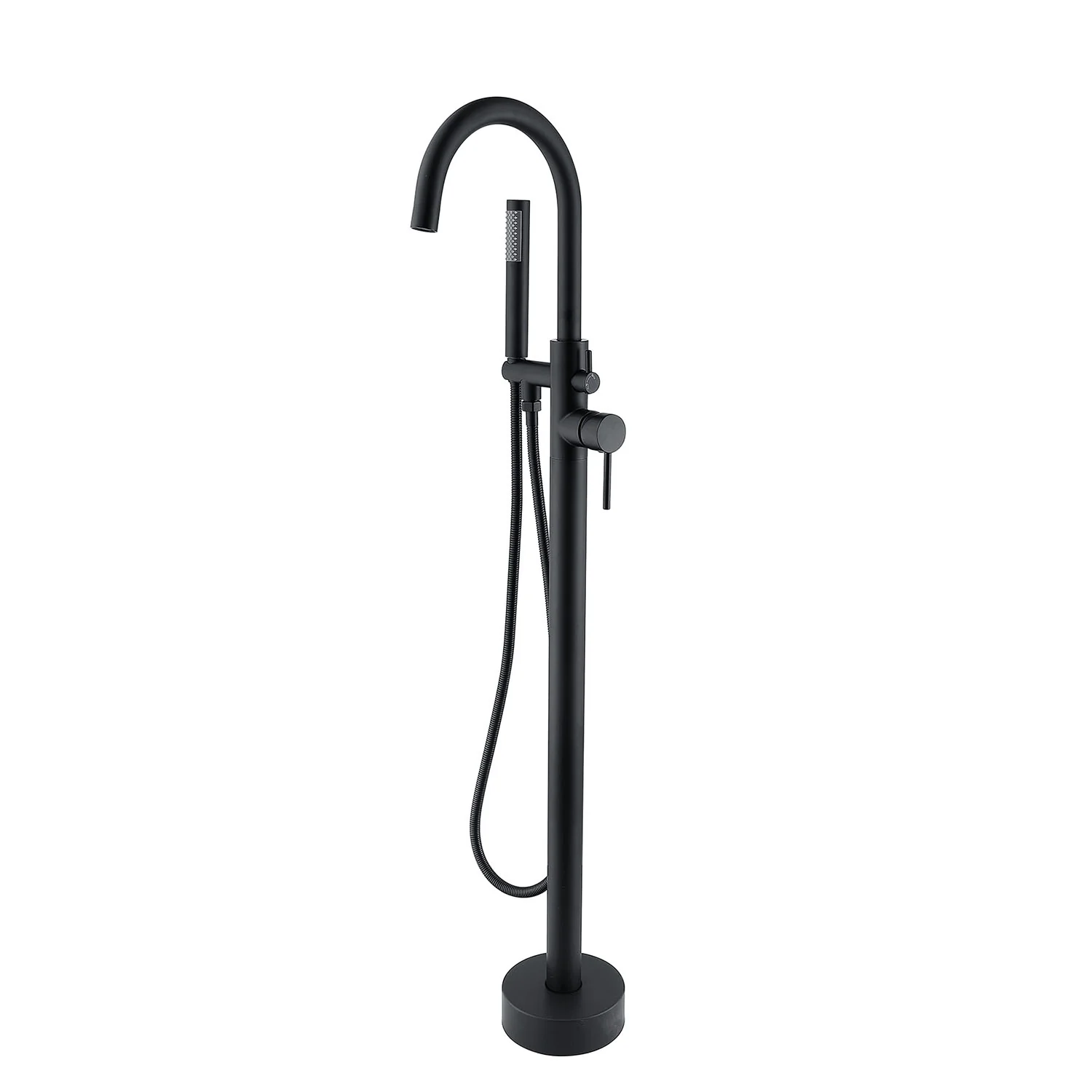 Matte Black Independent Freestanding Tub Faucet with Handheld Shower - Image 3