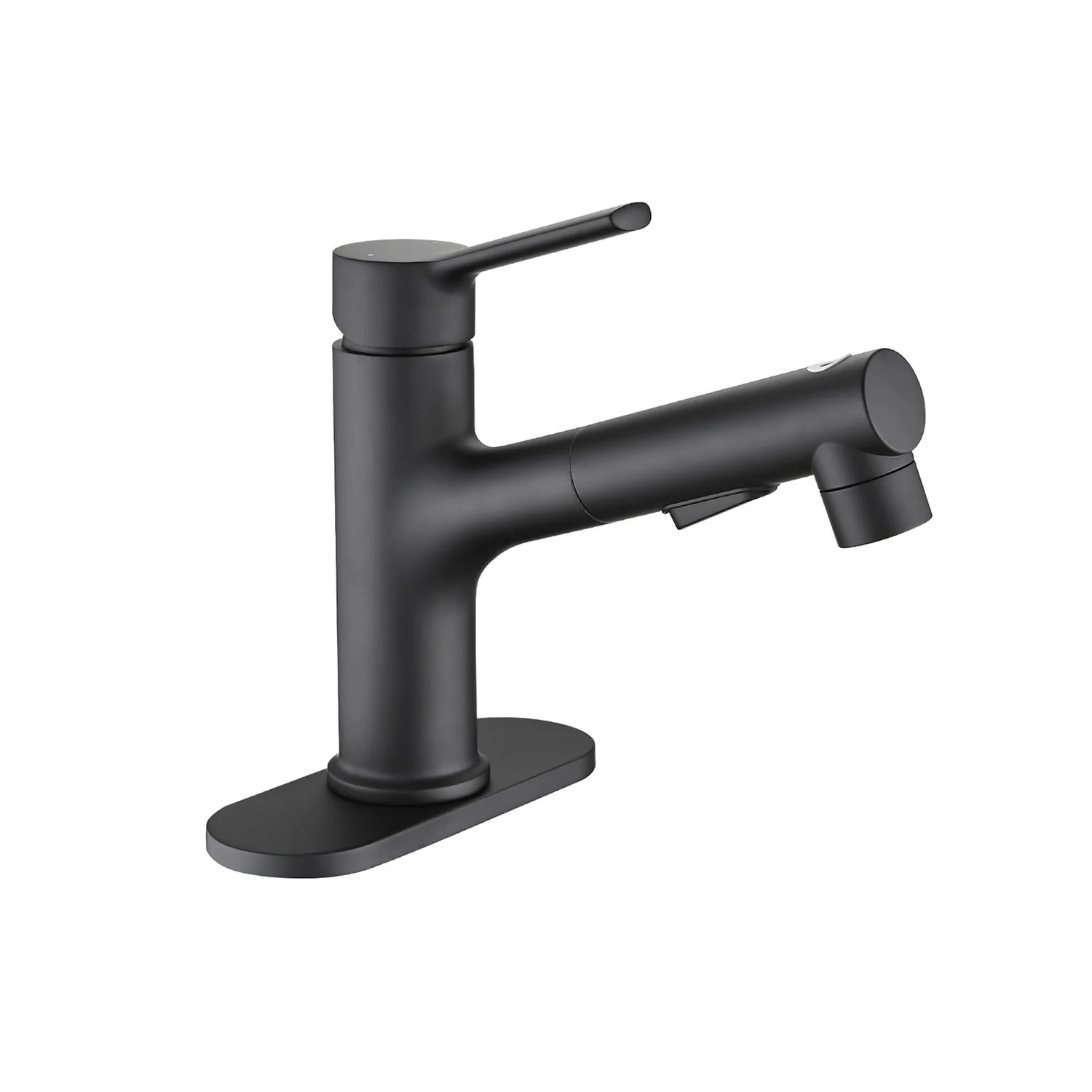 Matte Black Pull-Down Bathroom Faucet with Pop-Up Drain & Deck Plate - Image 6