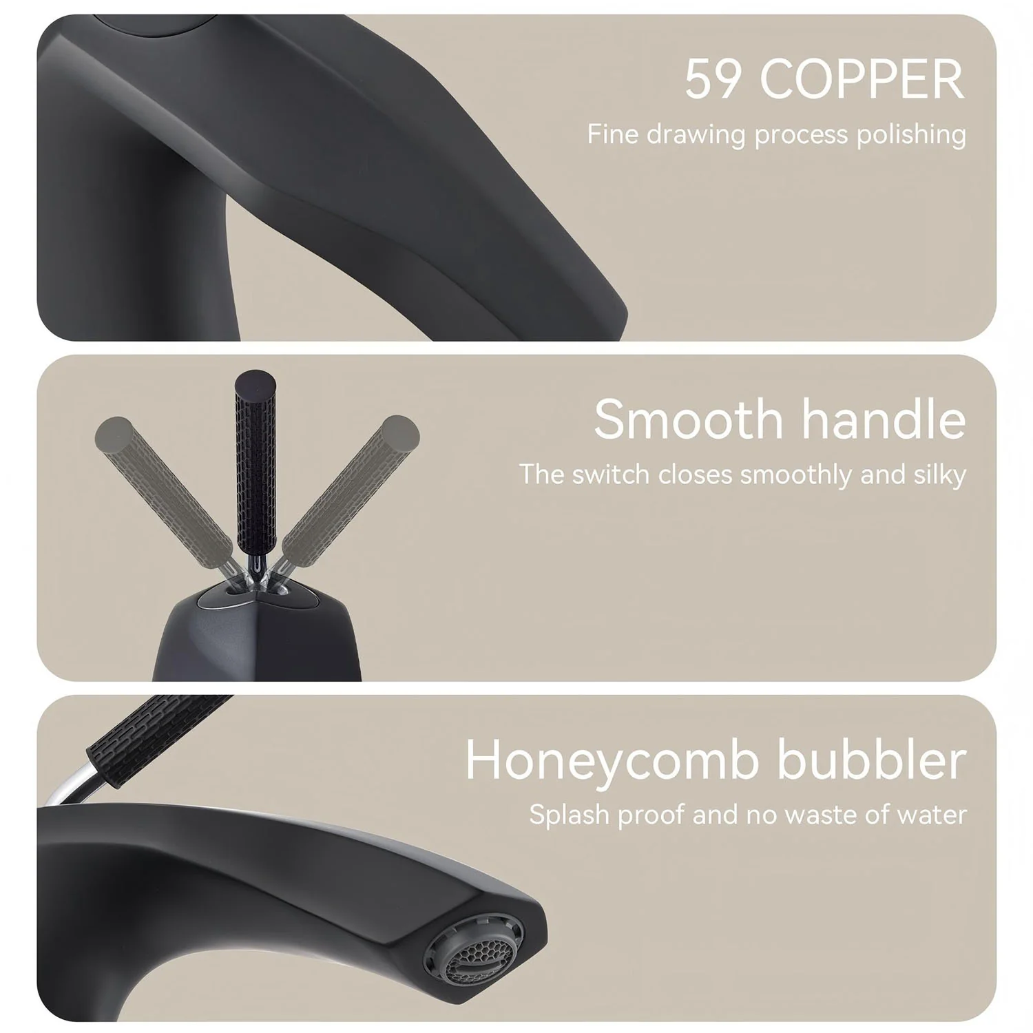 Matte Black Single Hole Bathroom Faucet Brass with Slim Single Handle and Aerator - Image 4