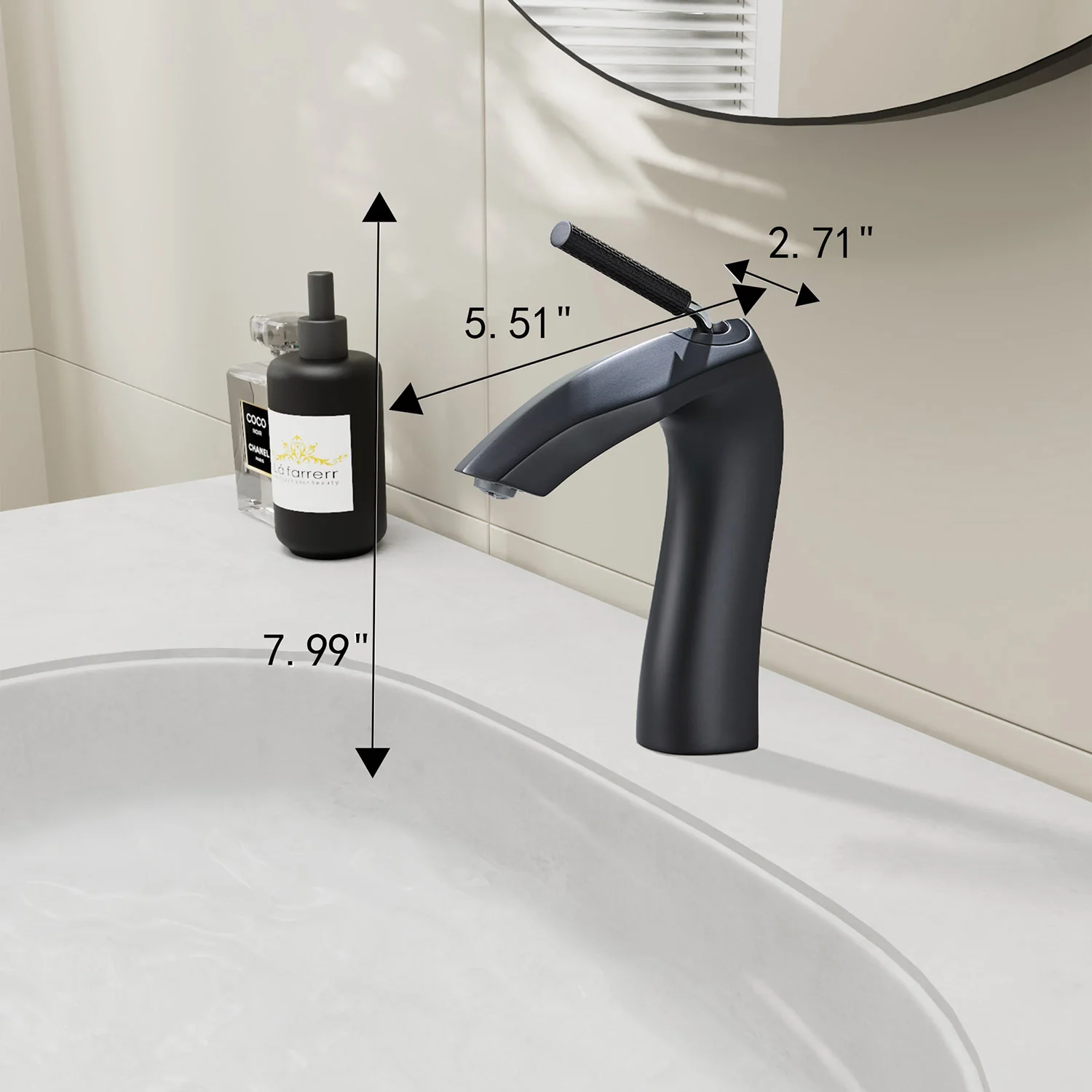 Matte Black Single Hole Bathroom Faucet Brass with Slim Single Handle and Aerator - Image 5