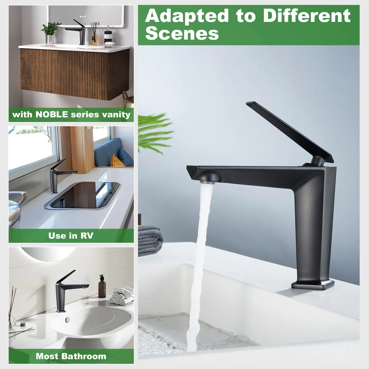 Matte Black Splashless Bathroom Faucet with Aerator - Image 16