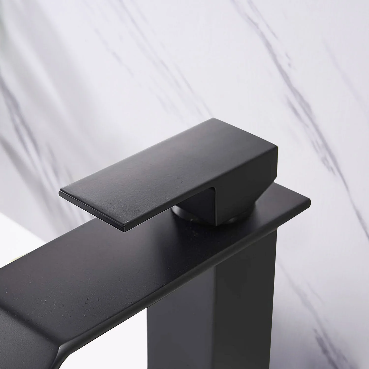 Matte Black Stainless Steel Single Handle Waterfall Bathroom Faucet - Image 5