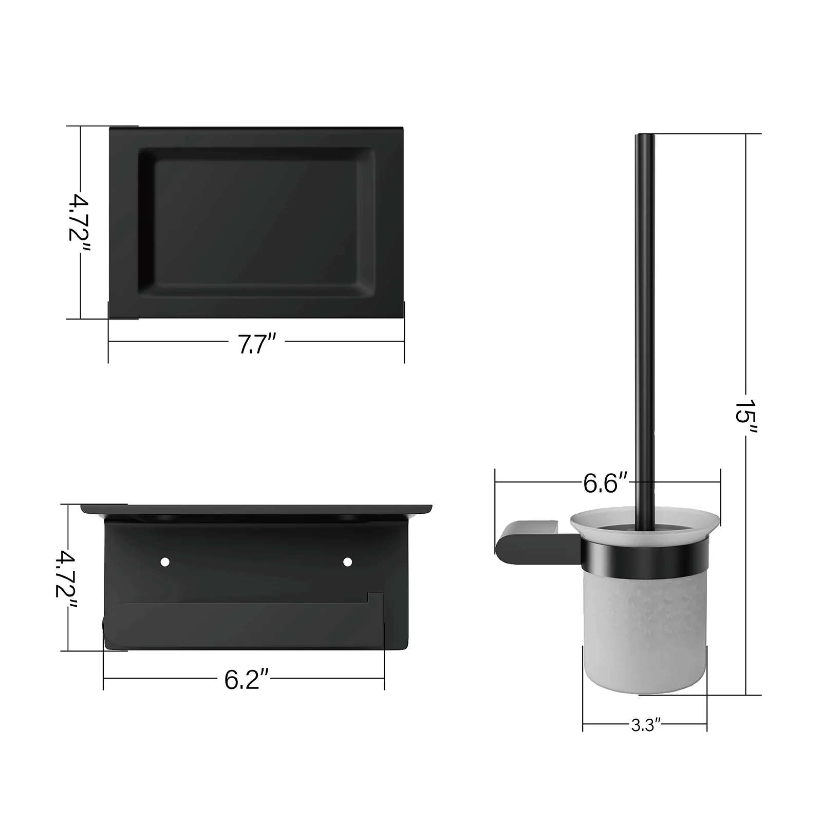 Matte Black Toilet Brush and Toilet Paper Holder Set - Image 4