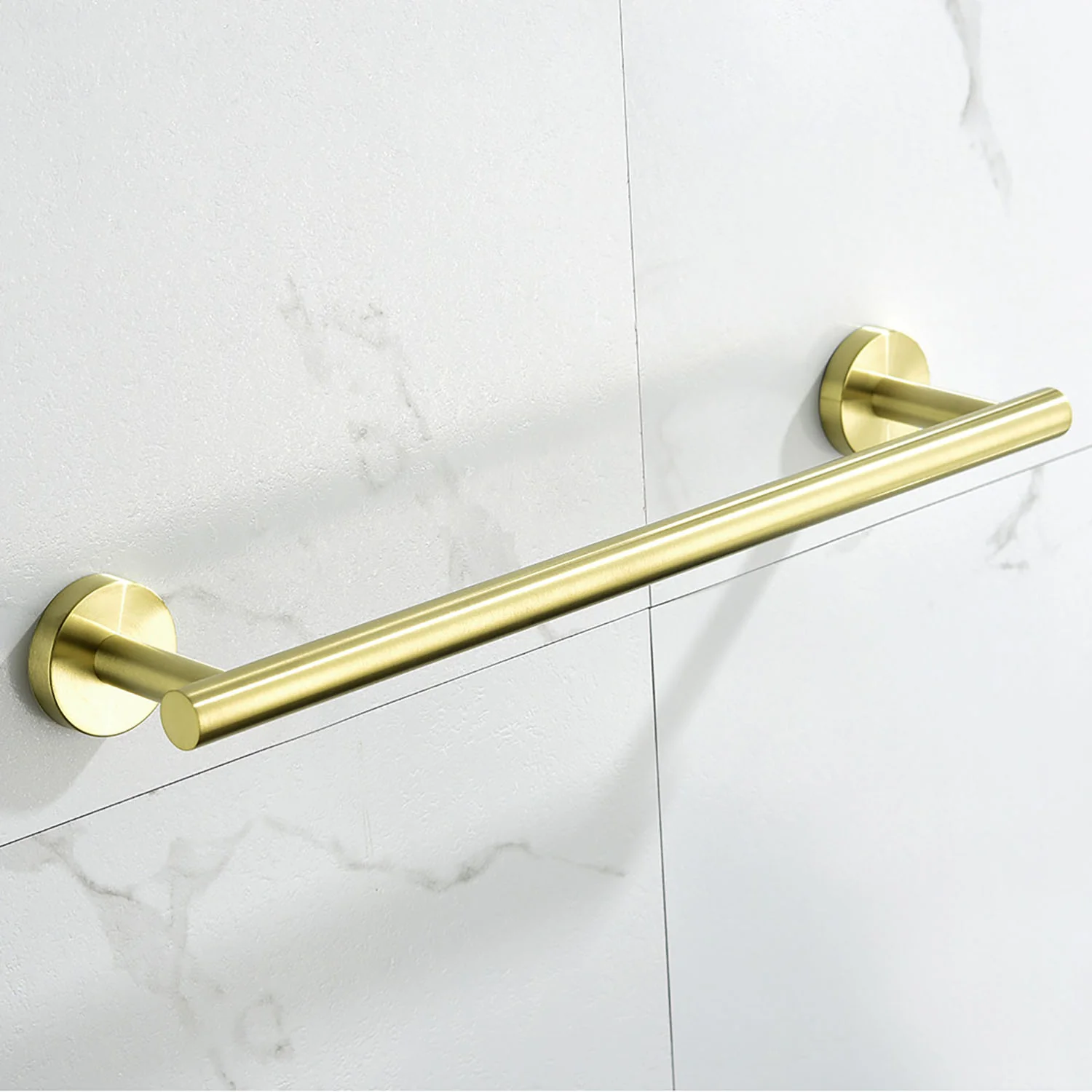 Minimalist 3-Piece Brushed Gold Bathroom Towel Rack Set - Image 2
