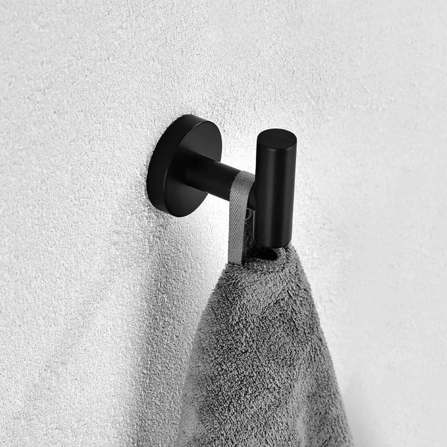 Minimalist 3-Piece Matte Black Bathroom Towel Rack Set - Image 3