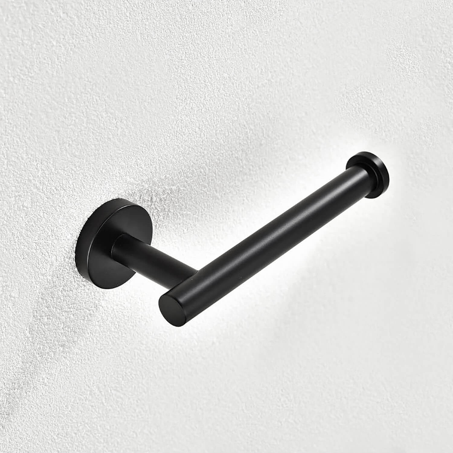 Minimalist 3-Piece Matte Black Bathroom Towel Rack Set - Image 4