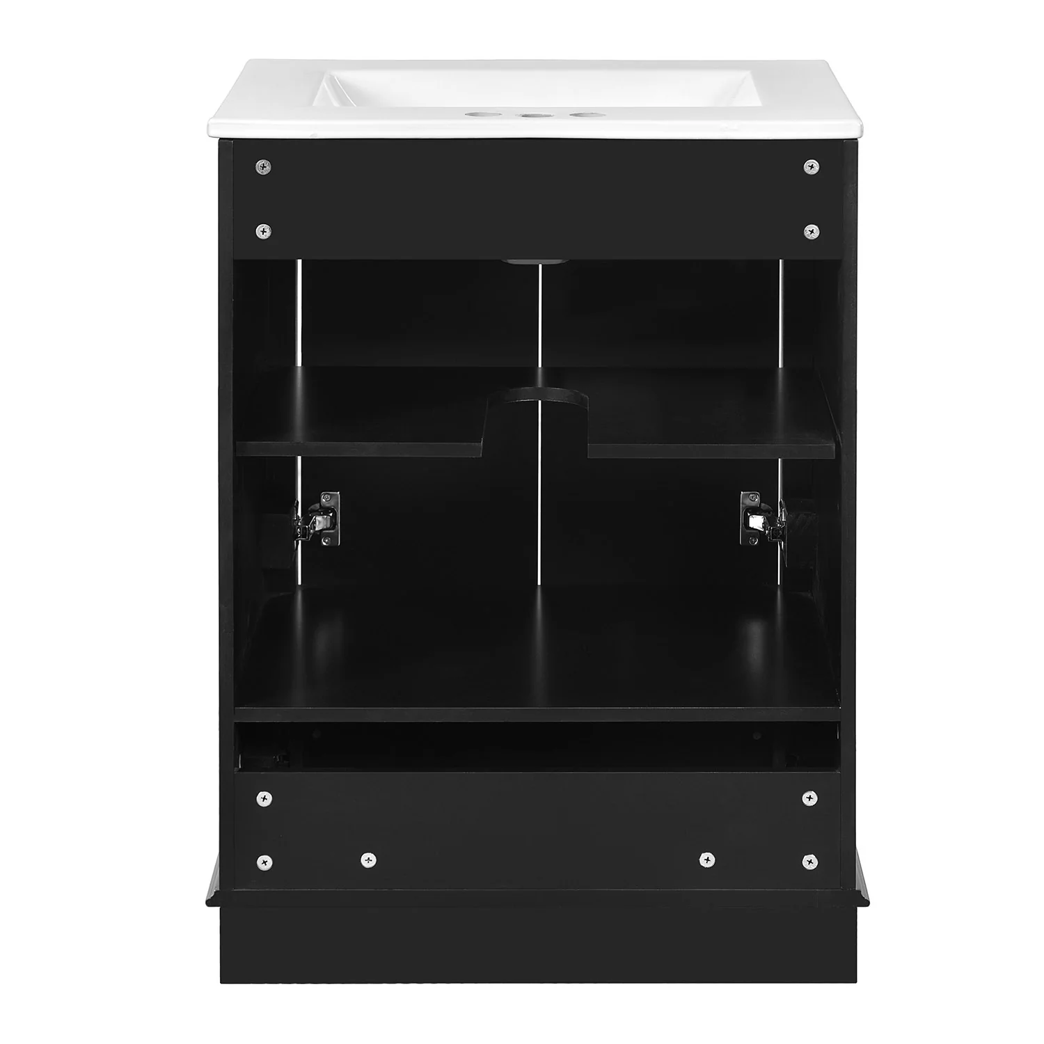 Modern 24" Black Bathroom Vanity with Integrated Ceramic Sink and Soft Closing Doors - Image 8