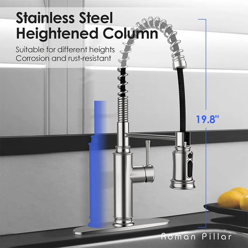 Modern 360° Swivel Pull-Out Spring Sprayer Kitchen Sink Faucet, 3 Spray Patterns - Image 5
