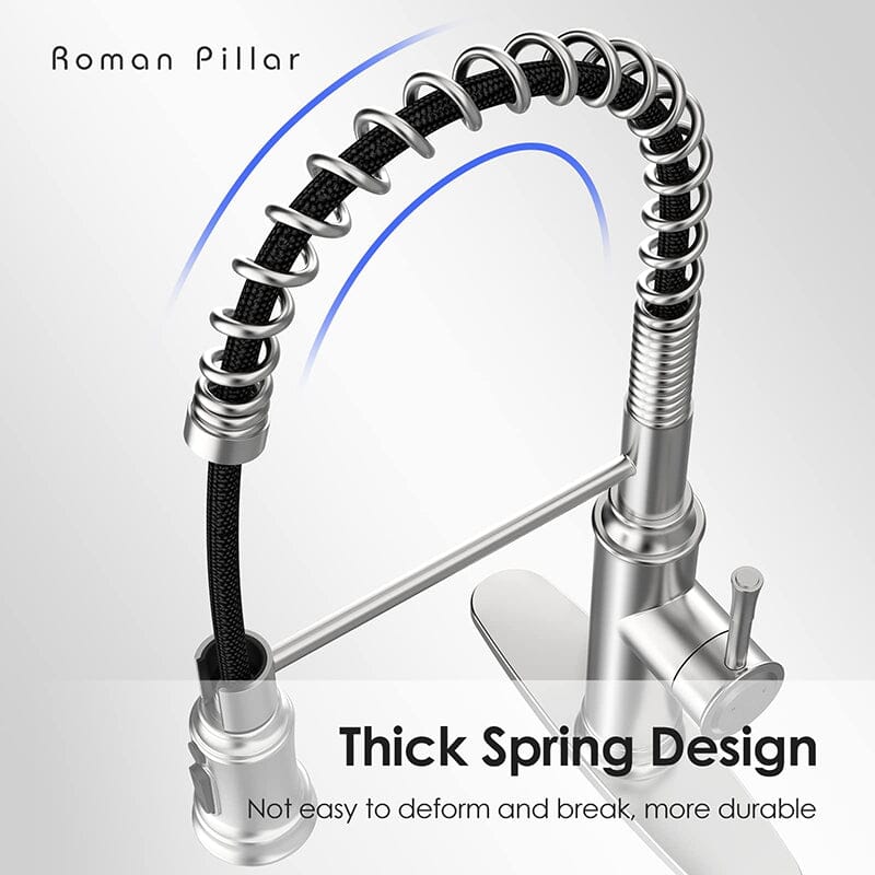 Modern 360° Swivel Pull-Out Spring Sprayer Kitchen Sink Faucet, 3 Spray Patterns - Image 7
