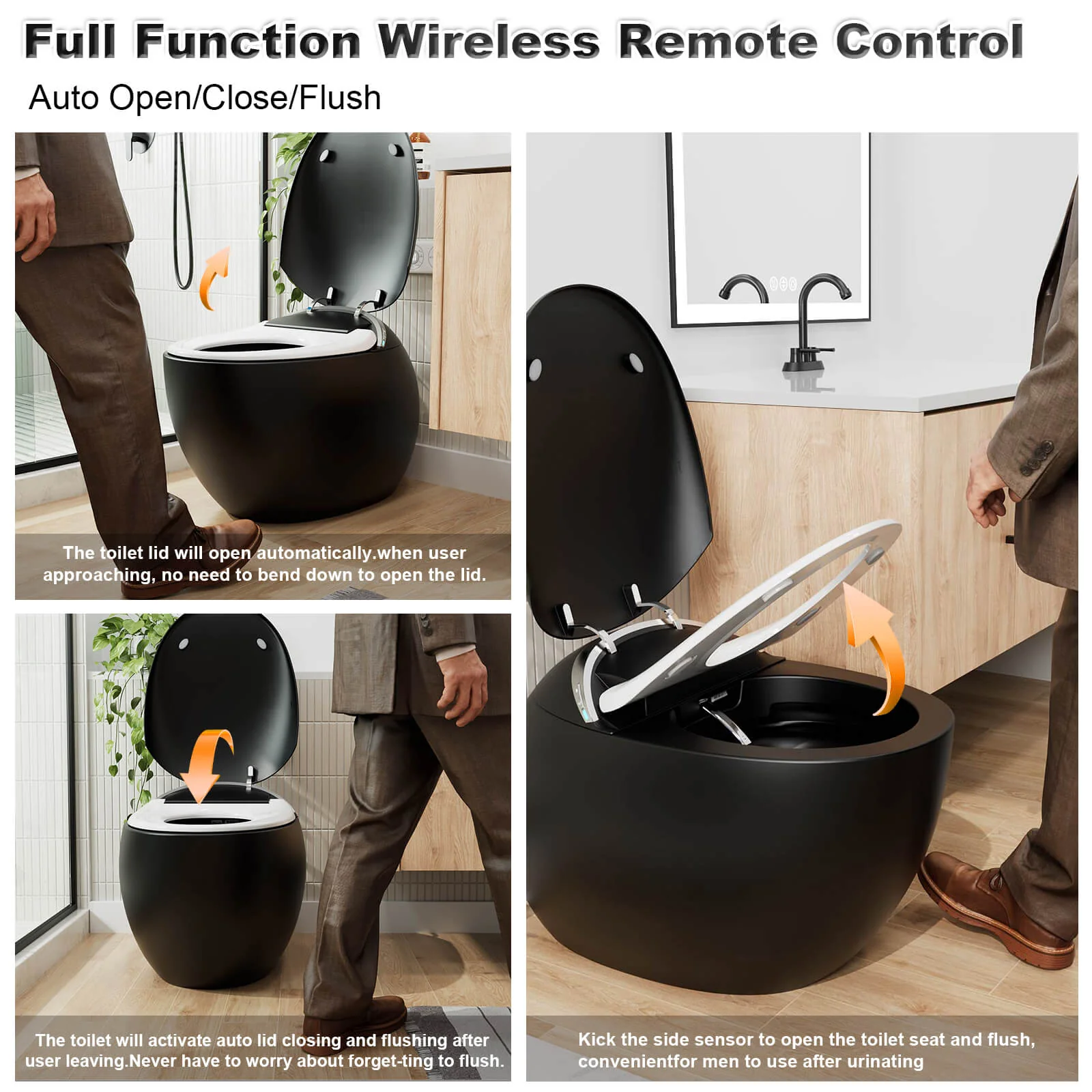 Modern Egg-Shaped Floor-Mounted Smart Toilet with Built-in Water Tank - Image 21