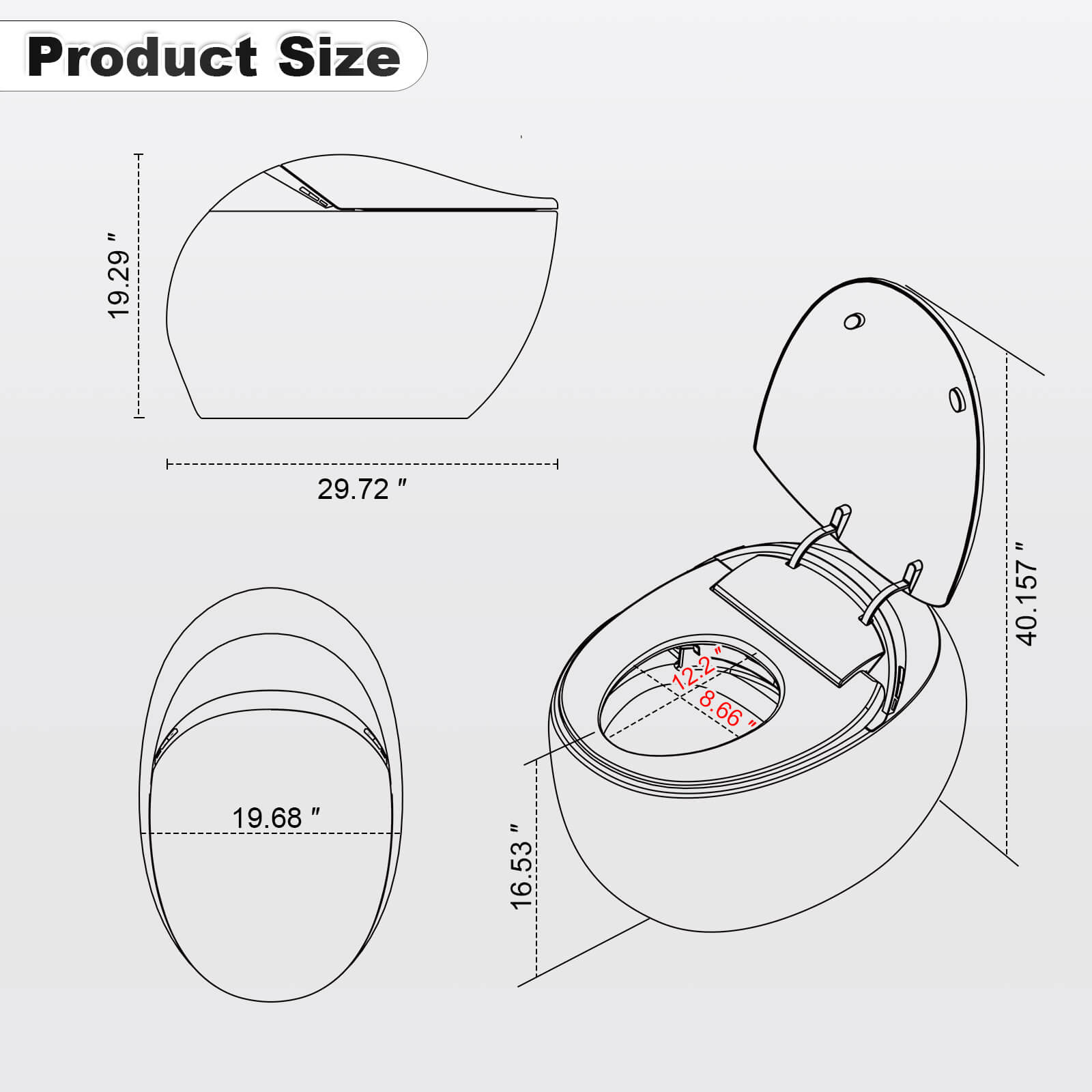 Modern Egg-Shaped Floor-Mounted Smart Toilet with Built-in Water Tank - Image 28