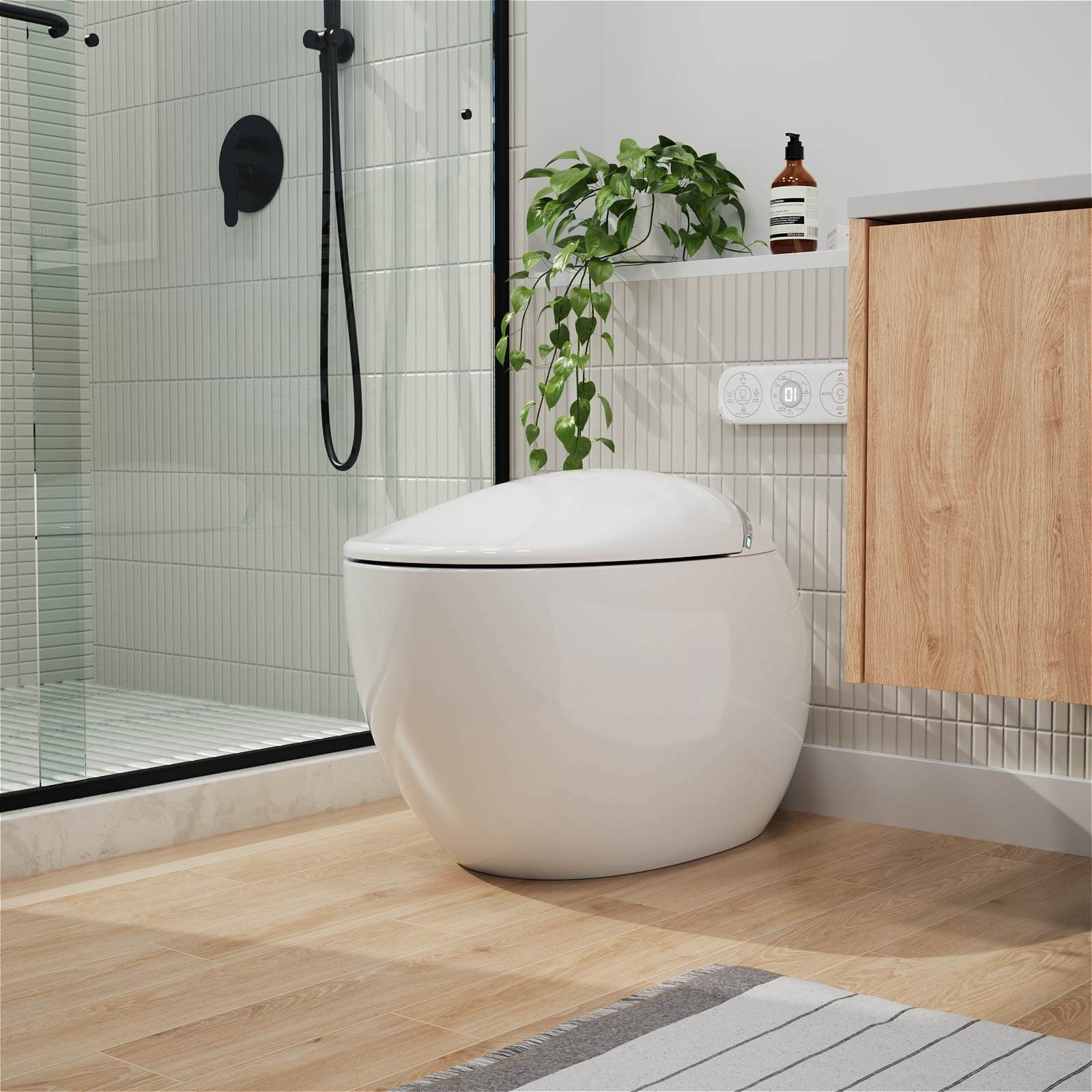 Modern Egg-Shaped Floor-Mounted Smart Toilet with Built-in Water Tank - Image 5