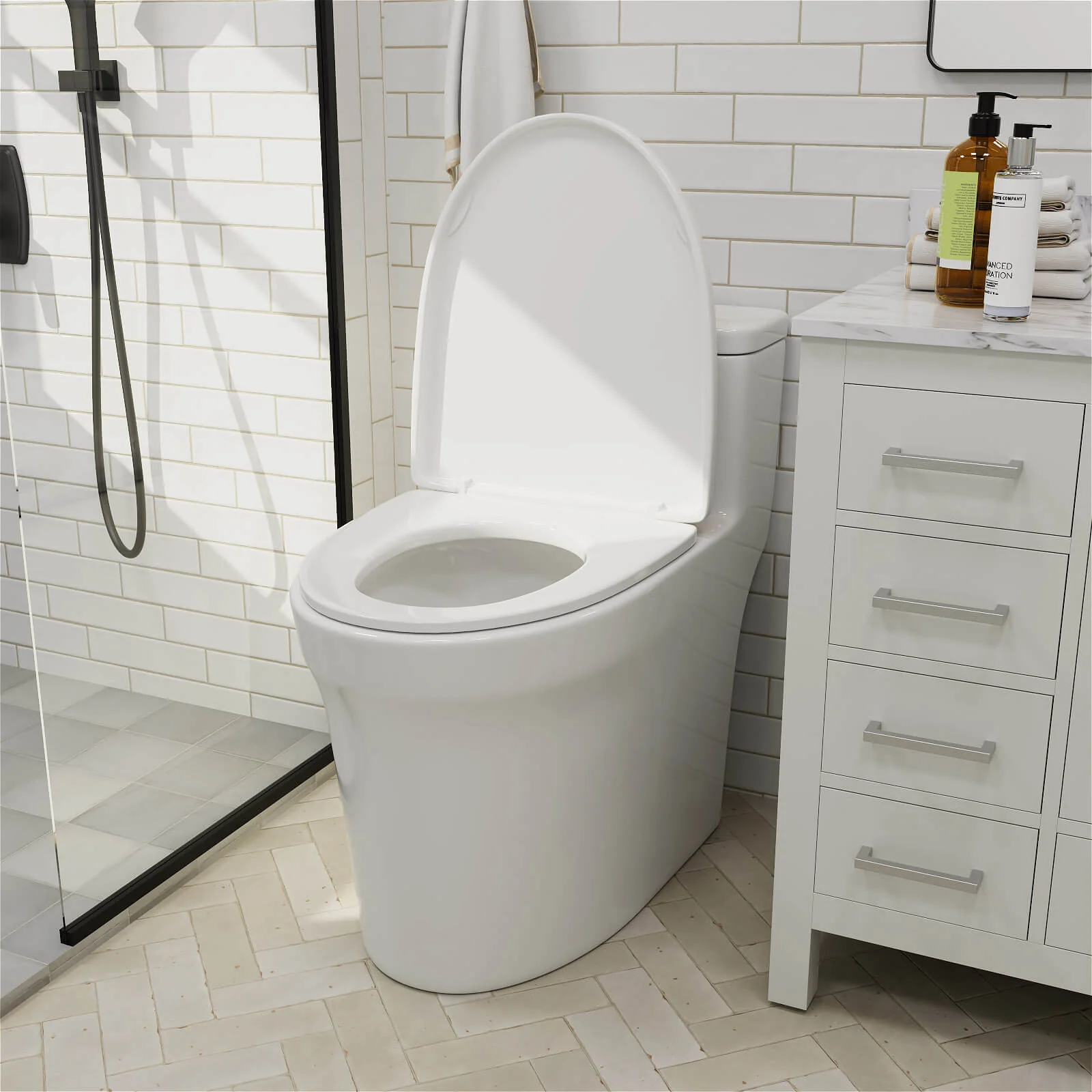 GIVINGTREE Modern Elongated 17.7'' Seat Height One-Piece Toilet with 1.1GPF/1.6 GPF Dual Flushing - Image 5