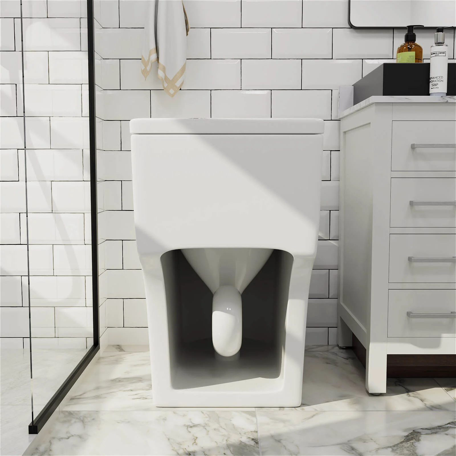 GIVINGTREE Modern Elongated 17.7'' Seat Height One-Piece Toilet with 1.1GPF/1.6 GPF Dual Flushing - Image 6