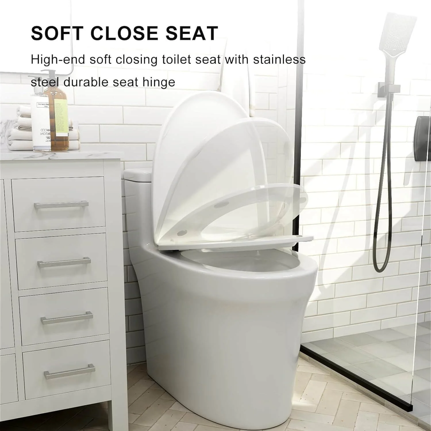 GIVINGTREE Modern Elongated 17.7'' Seat Height One-Piece Toilet with 1.1GPF/1.6 GPF Dual Flushing - Image 8