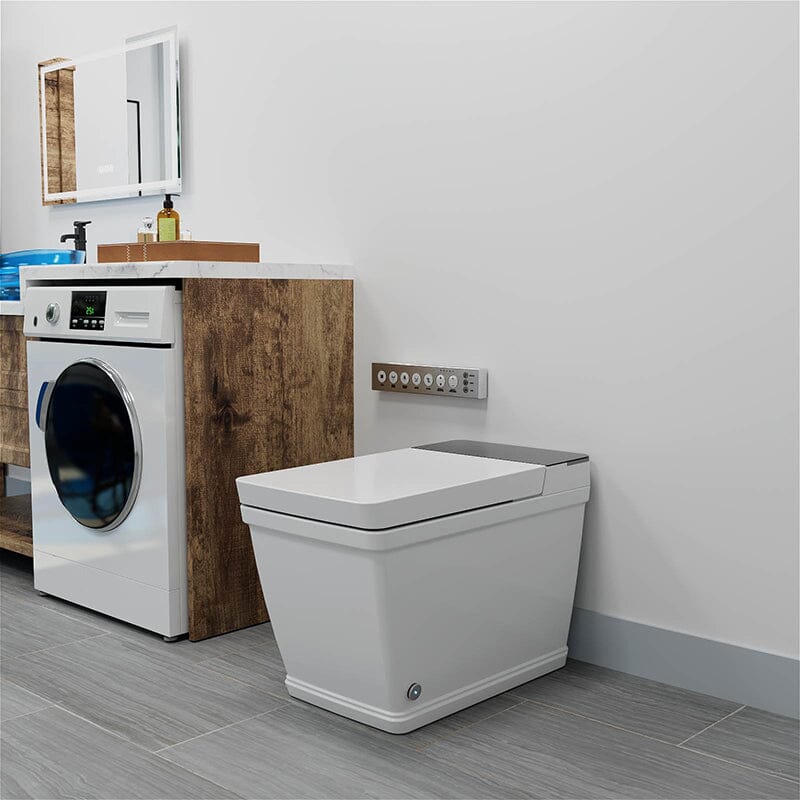 Modern Floor-Mounted Square Smart Toilet with Remote Control and Automatic Cover - Image 4