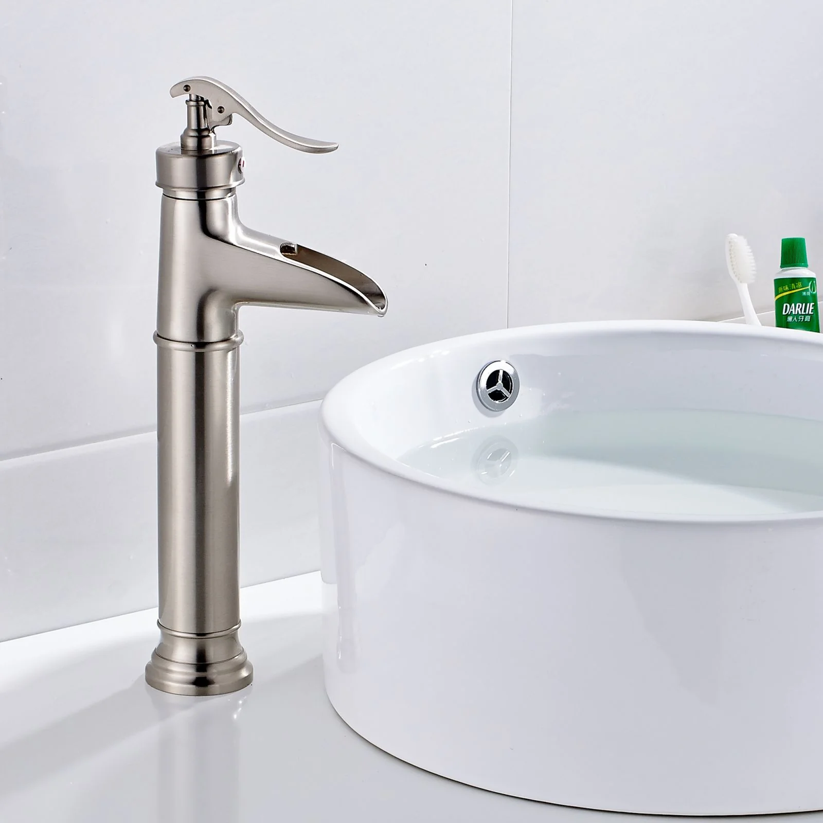 Modern Half Hollow-out Waterfall Bathroom Faucet - Hot & Cold Ceramic Mixer Metered Tap - Image 2