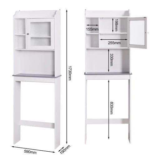Modern Over The Toilet Space Saver Organization Wood Storage Cabinet for Home, Bathroom -White - Image 7