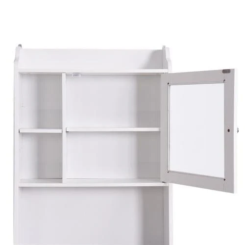 Modern Over The Toilet Space Saver Organization Wood Storage Cabinet for Home, Bathroom -White - Image 8