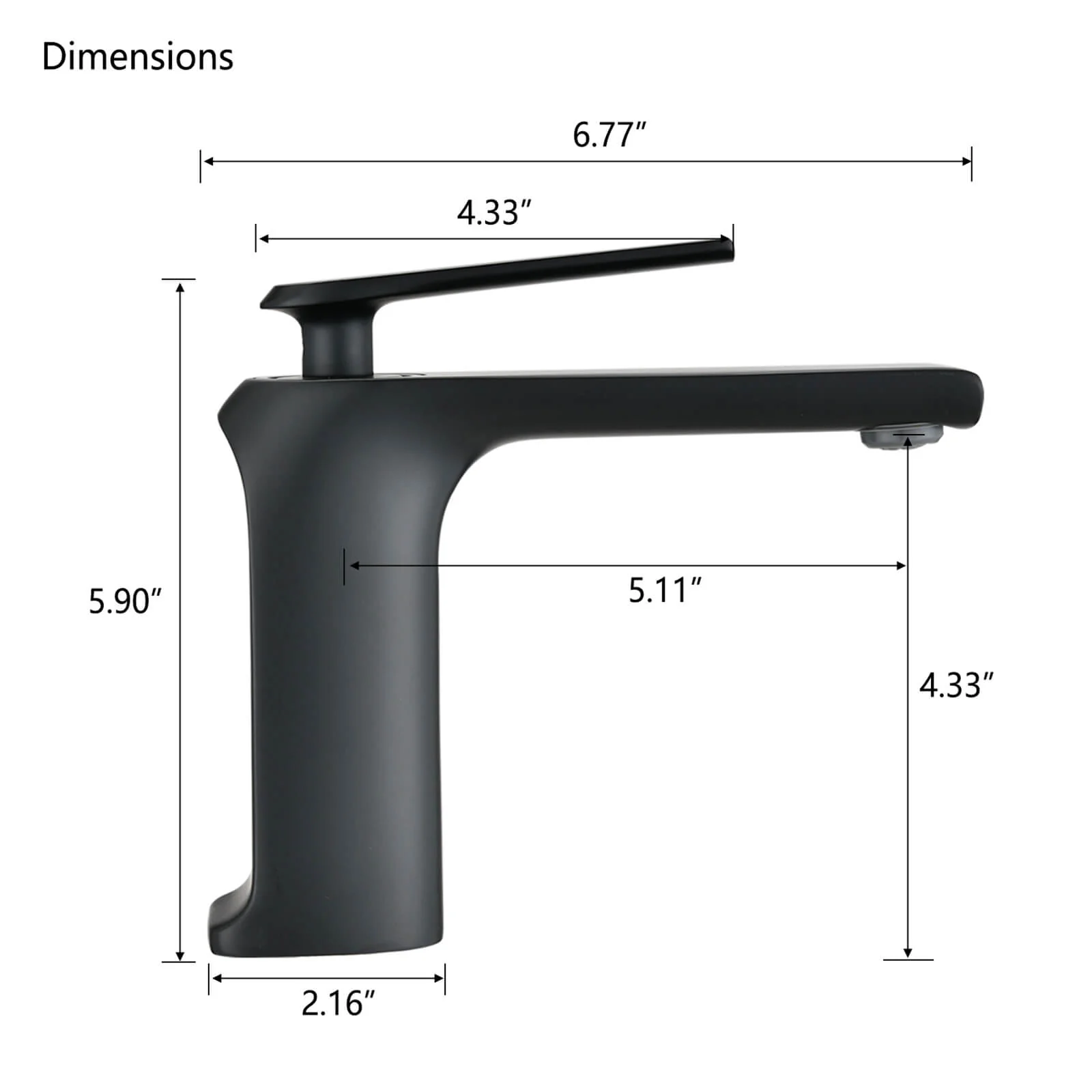 Modern Single Hole Single Handle Brass Bathroom Sink Faucet in Matte Black - Image 6